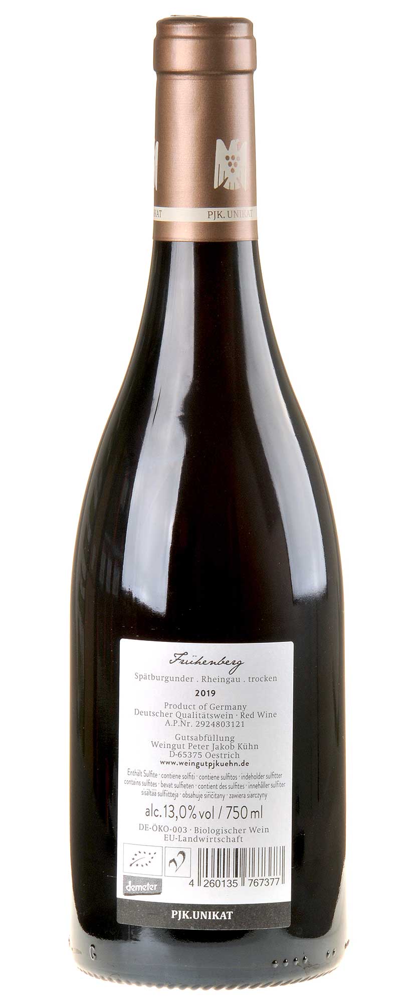 Peter Jakob Kühn Spätburgunder Frühenberg Bio 2019 Rücketikett
