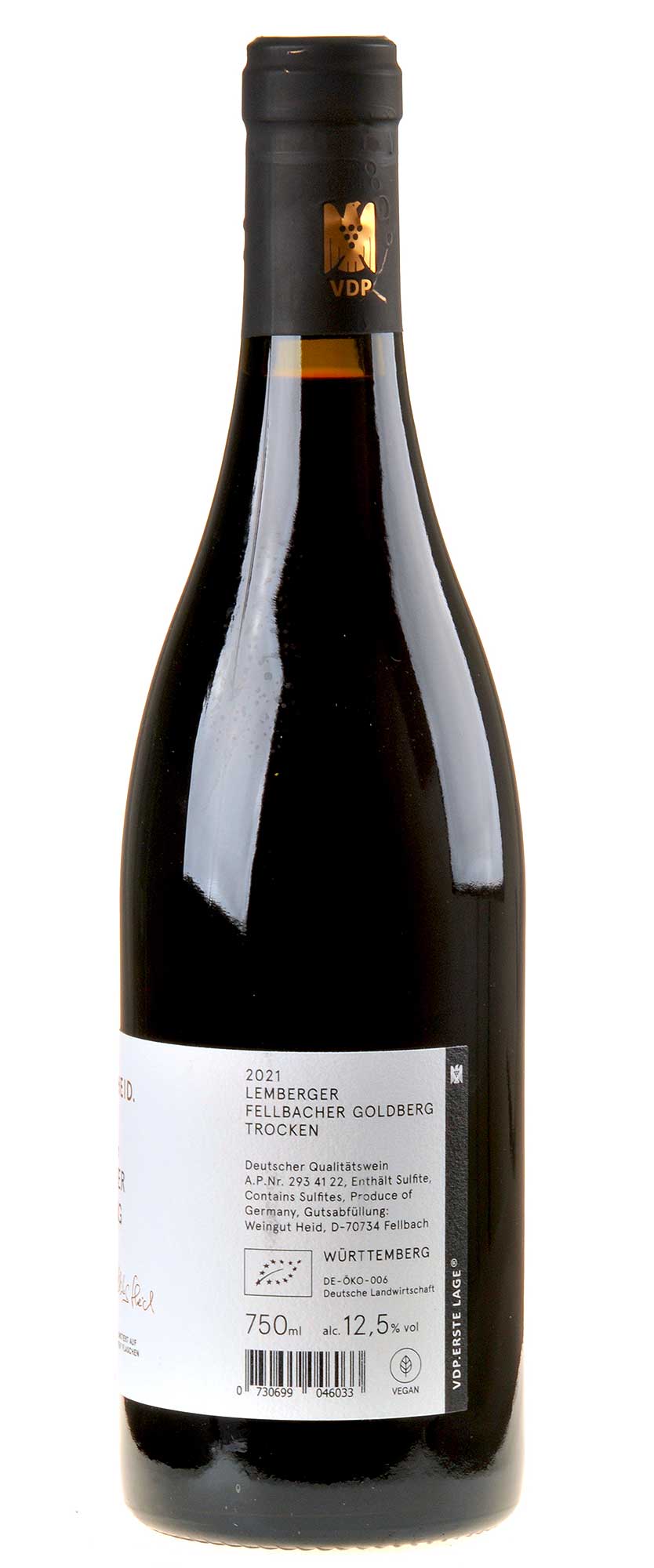 Weingut Heid Lemberger Fellbacher Goldberg Erste Lage Bio 2021 Rücketikett
