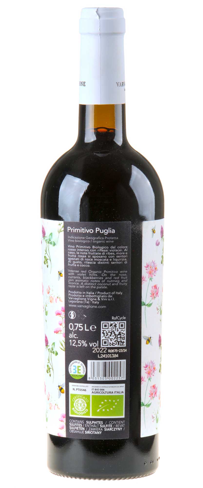 Bild Varvaglione 12 e Mezzo Primitivo Puglia Bio 2022 Rücketikett