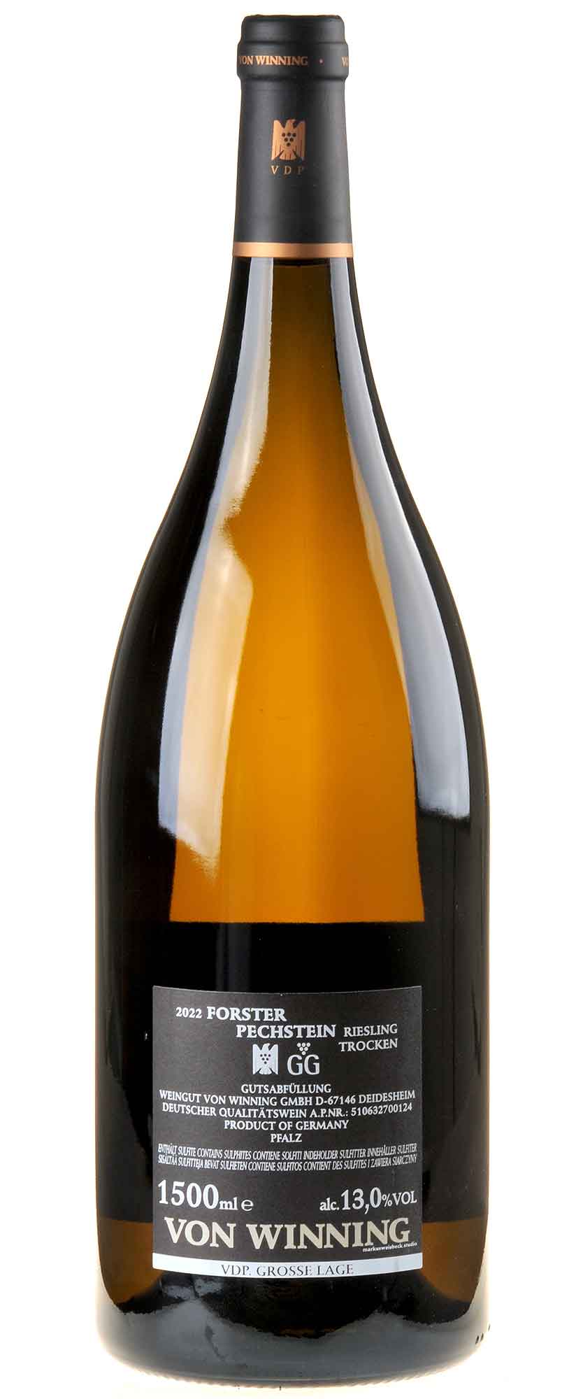 Von Winning Riesling Pechstein Großes Gewächs 2022 Magnum Rücketikett