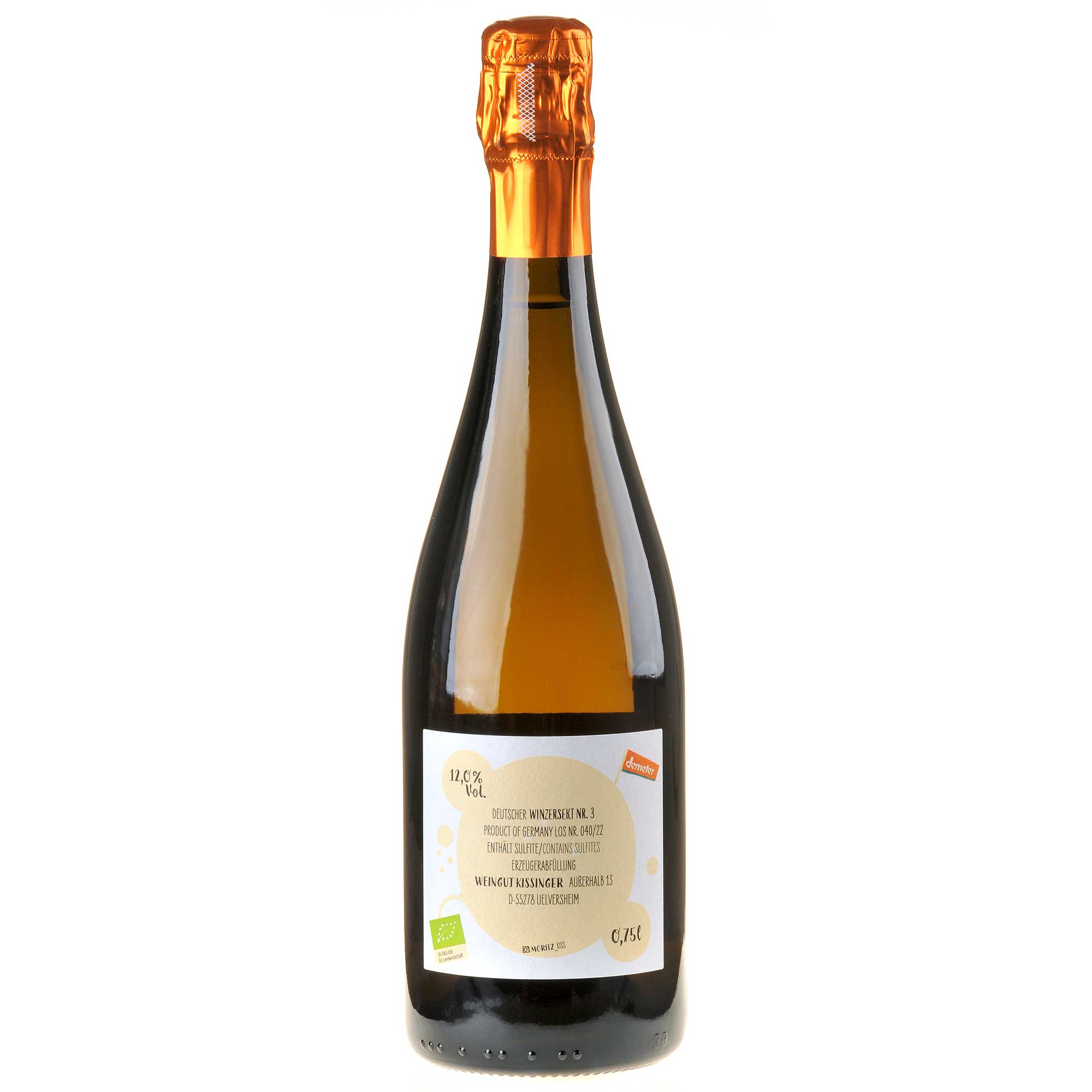 Moritz Kissinger Deutscher Winzersekt Nr. 3 Bio Brut Nature Rücketikett