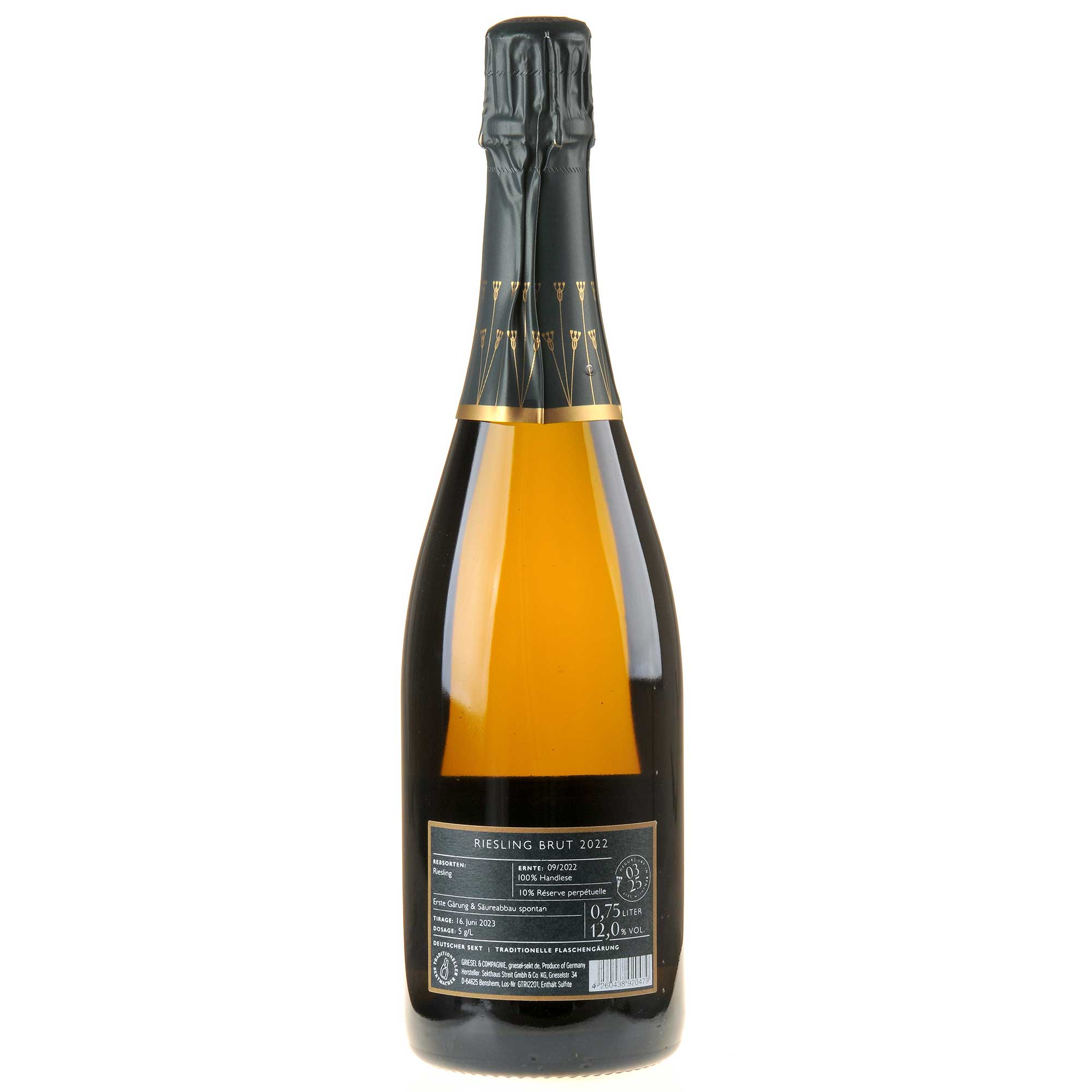 Griesel & Compagnie Riesling Brut Tradition 2022 Rücketikett