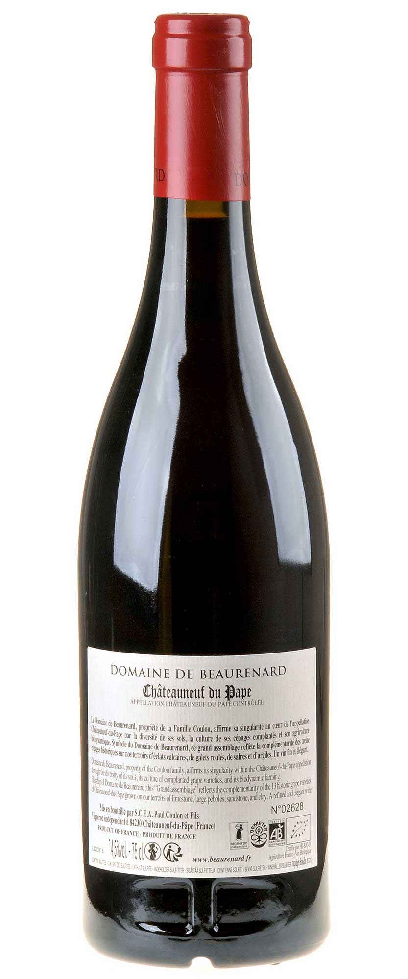 Domaine de Beaurenard Châteauneuf-du-Pape Rouge Bio 2021 Rücketikett