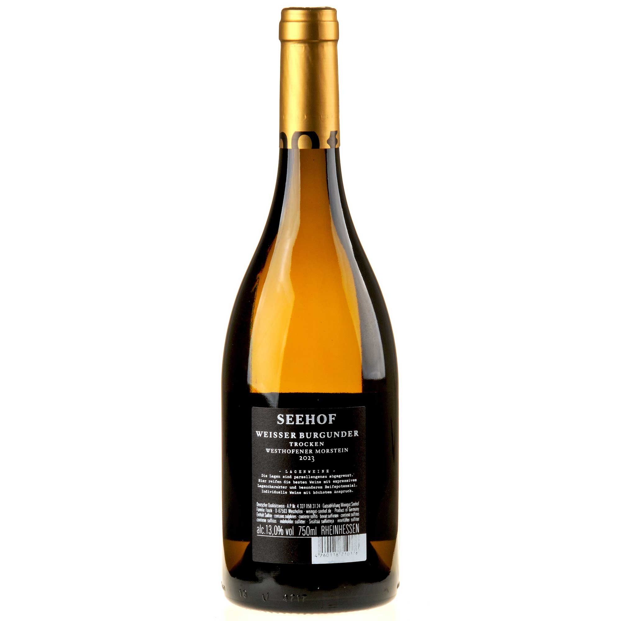 Weingut Seehof Weißer Burgunder Morstein -R- Ruecketikett