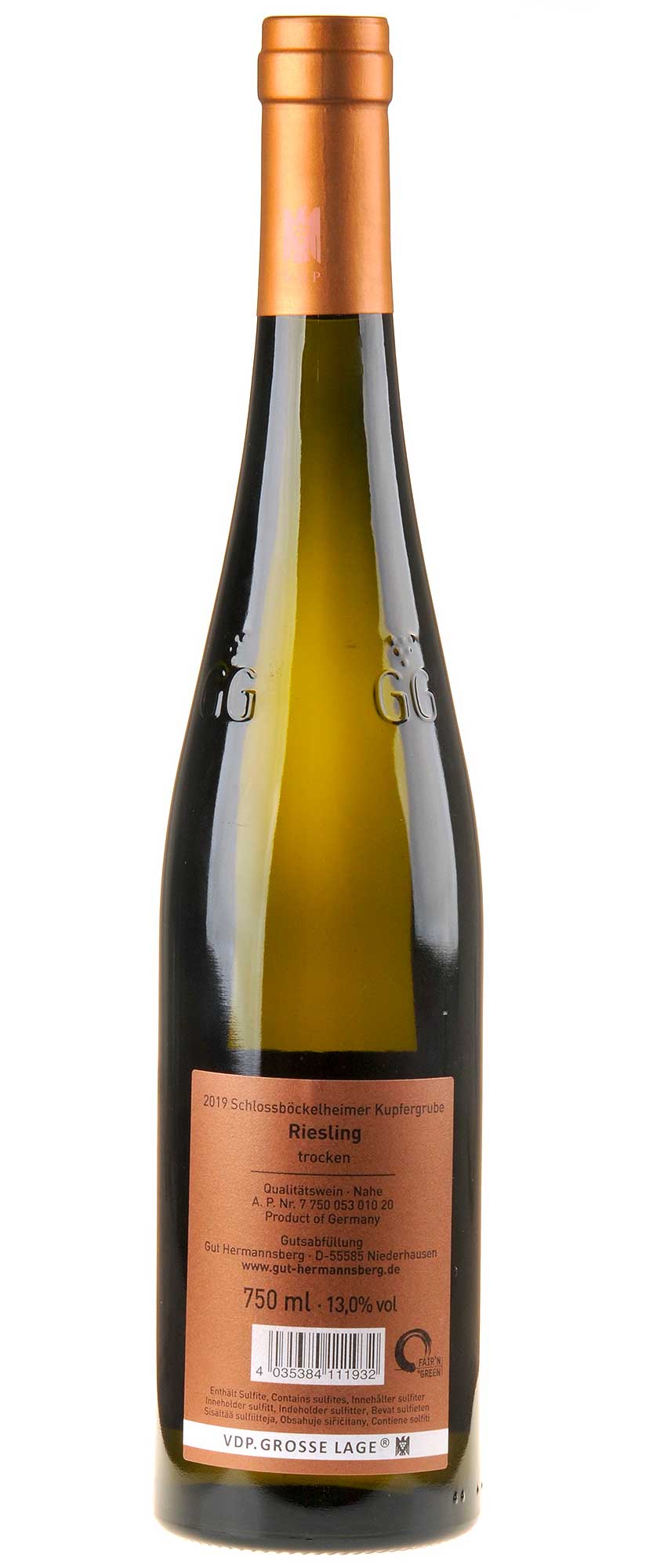 Gut Hermannsberg Riesling Kupfergrube Großes Gewächs Reserve 2019 Rücketikett