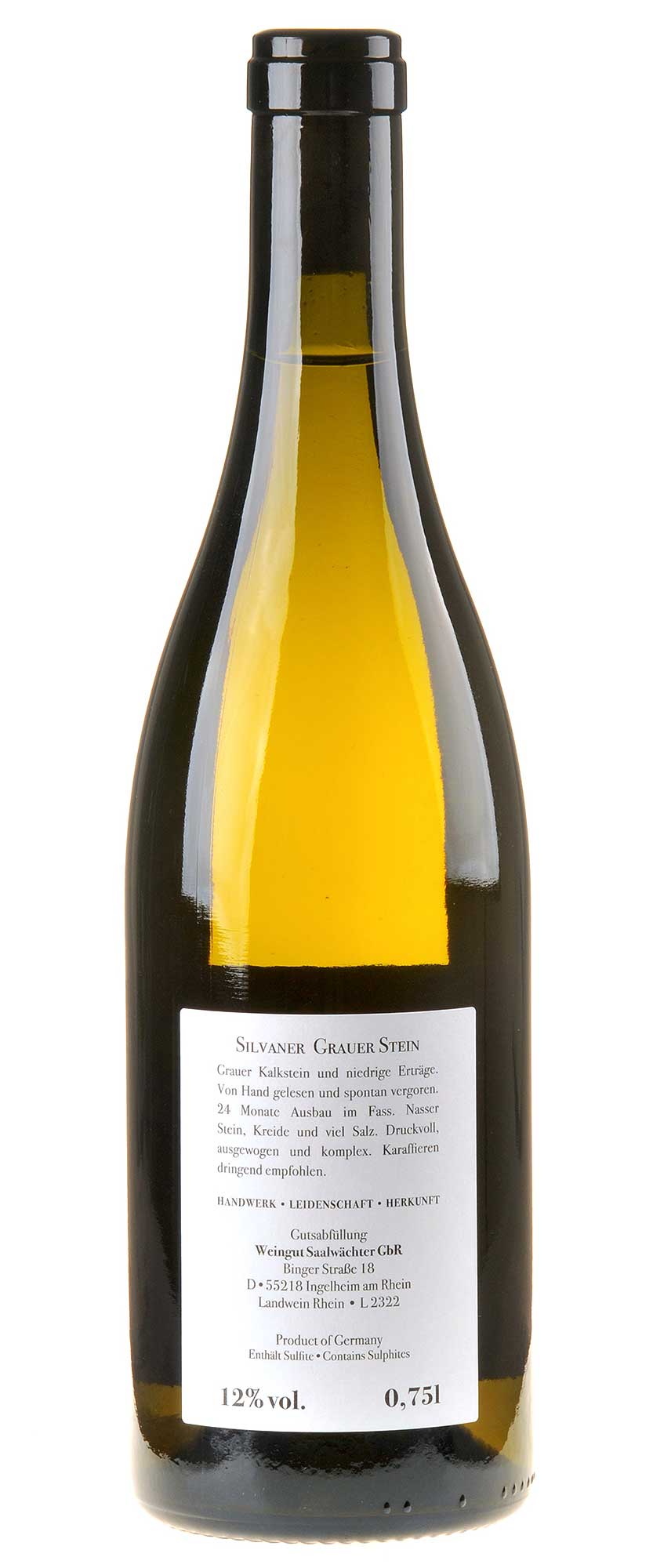 Carsten Saalwächter Silvaner Grauer Stein 2022 Rücketikett