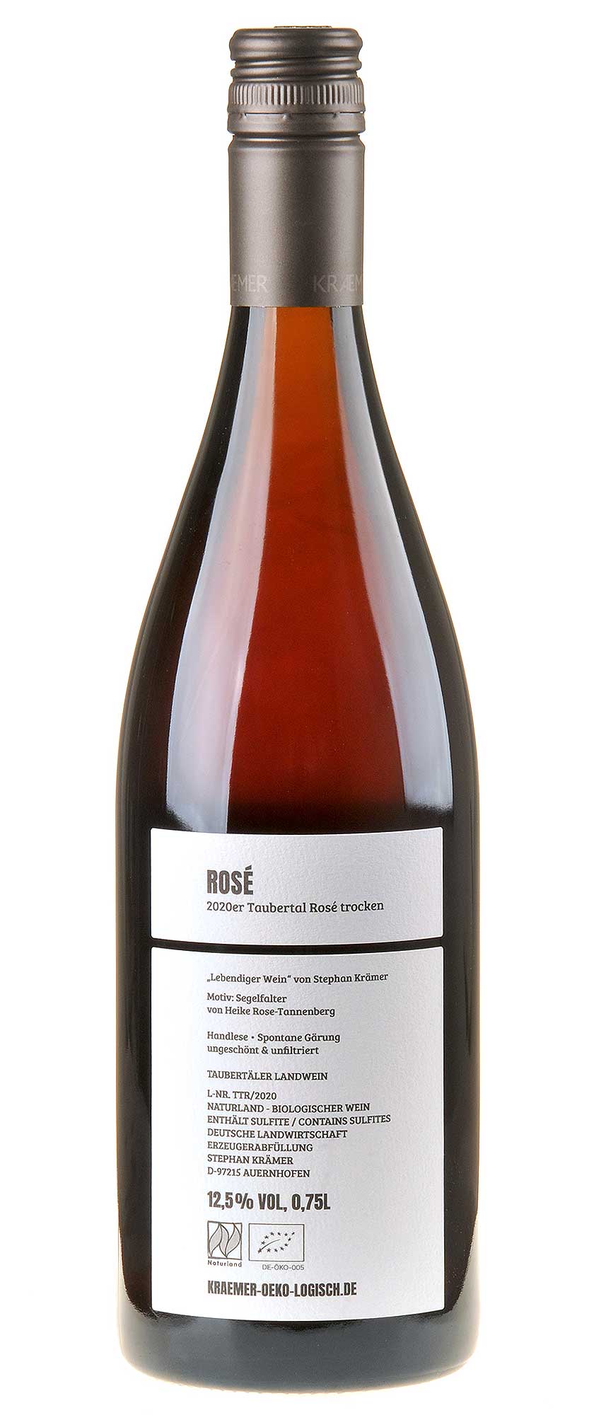 Ökologischer Land- & Weinbau KRAEMER Taubertal Rosé - Pinot Meunier Bio 2020 Rücketikett