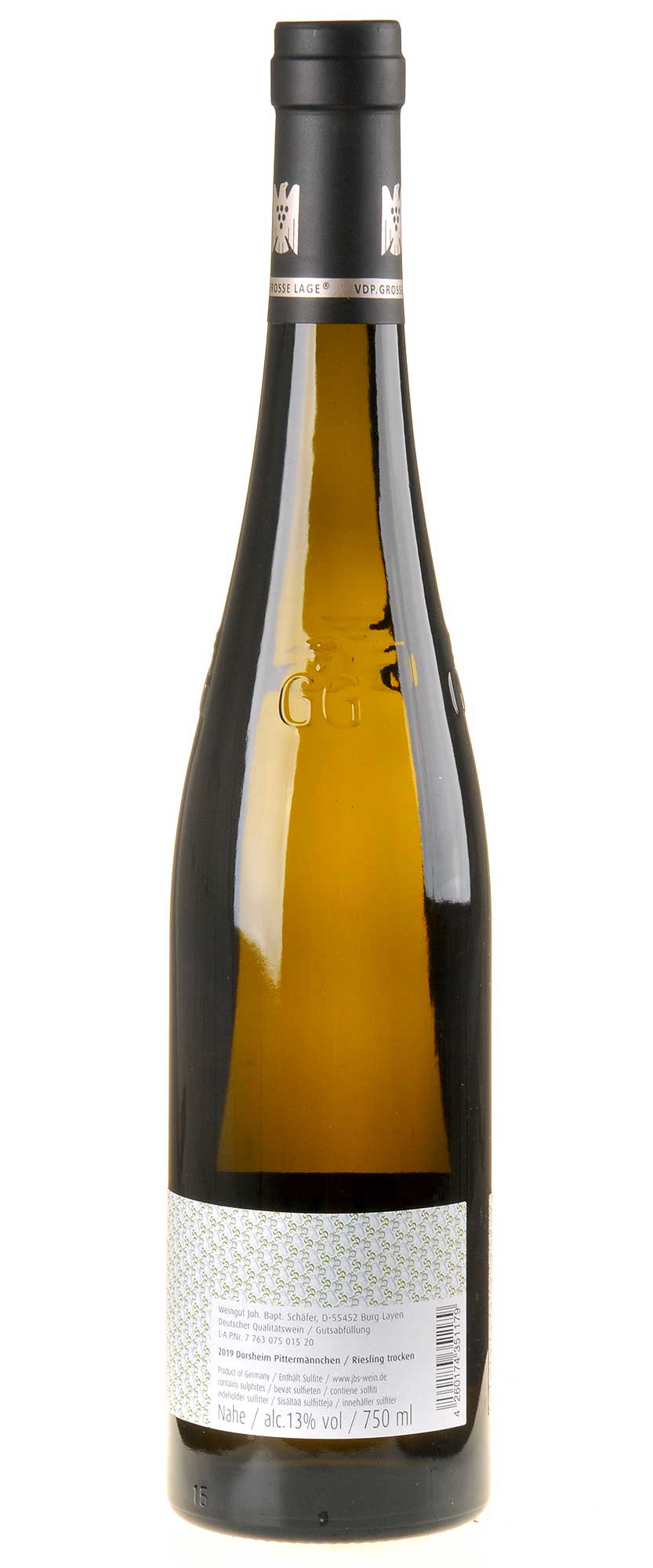 Joh. Bapt. Schäfer Dorsheimer Pittermännchen Riesling Großes Gewächs 2019 Rücketikette