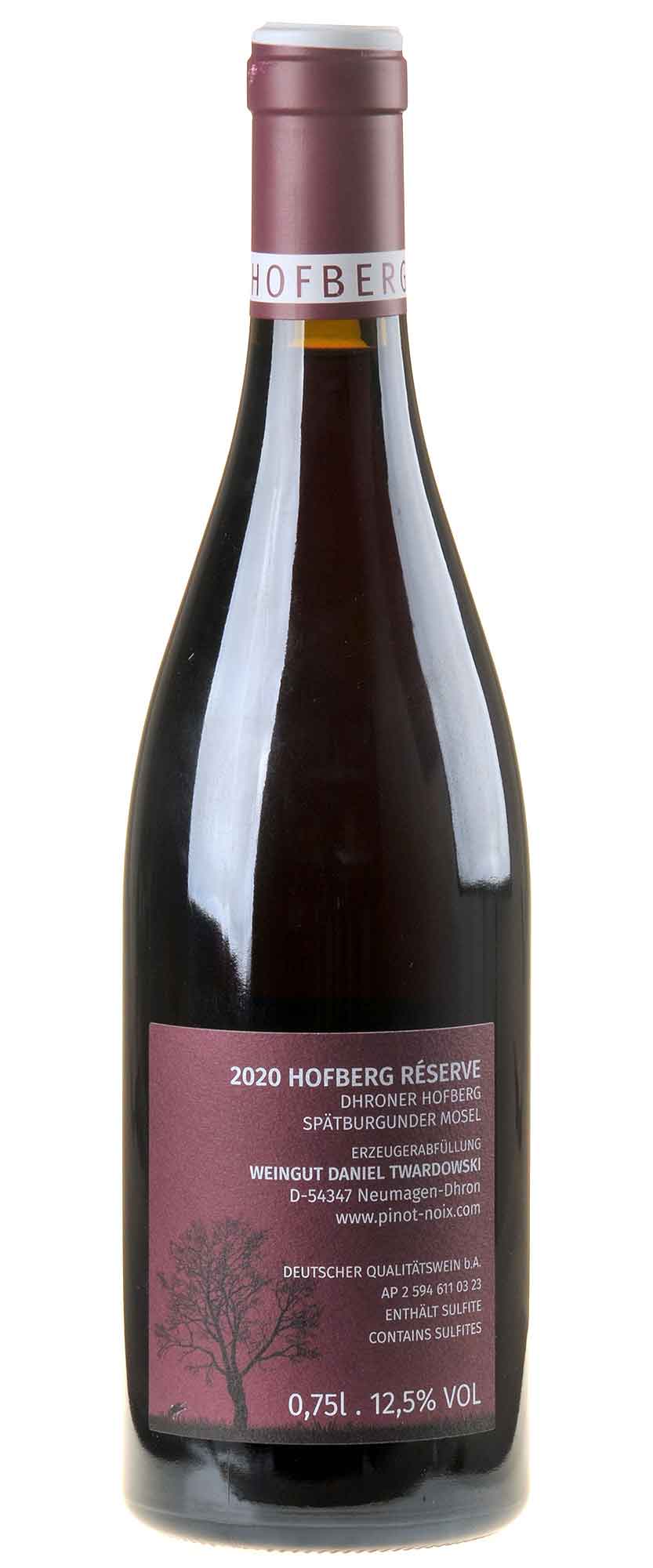 Daniel Twardowski Pinot Noix Hofberg Réserve 2020 Rücketikett