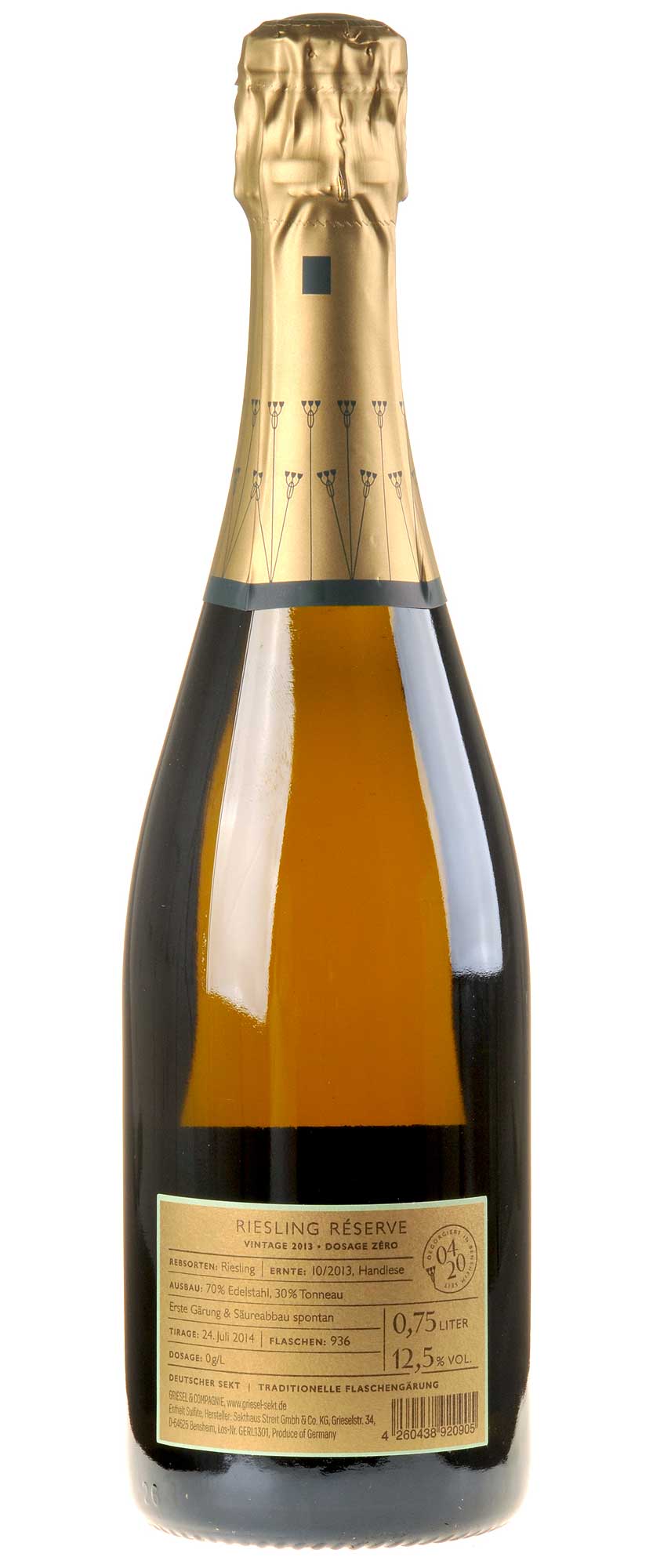 Griesel & Compagnie Riesling Réserve 2013 Rücketikette