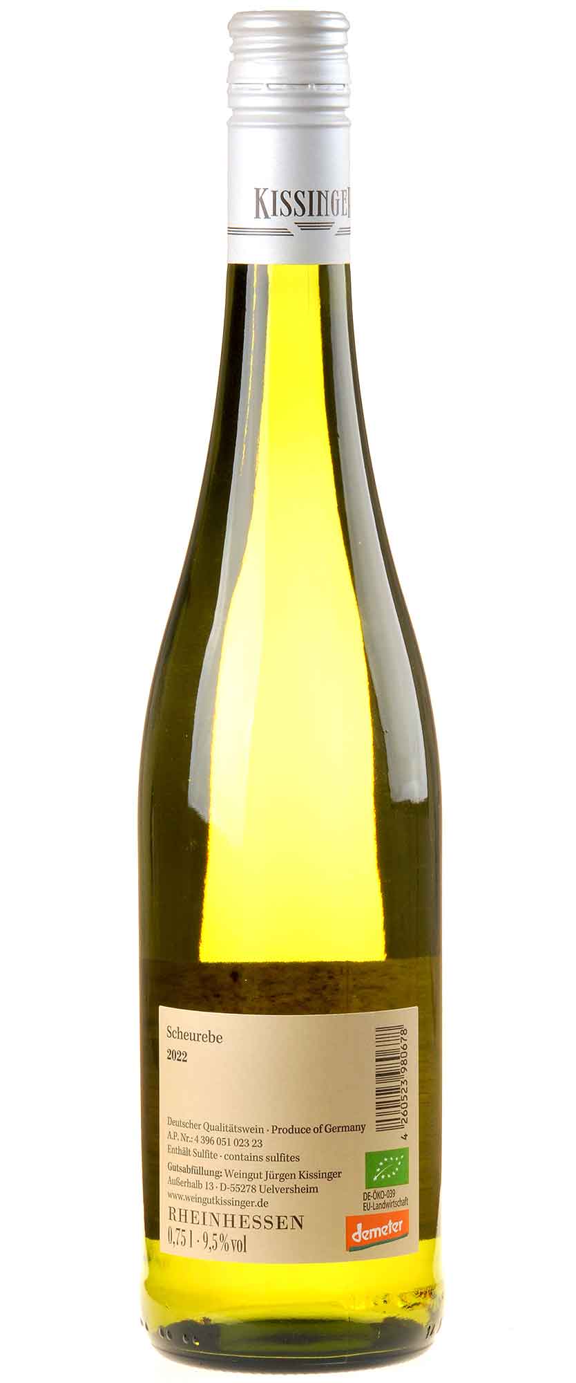 Weingut Kissinger Scheurebe mild Bio 2022 Rücketikett