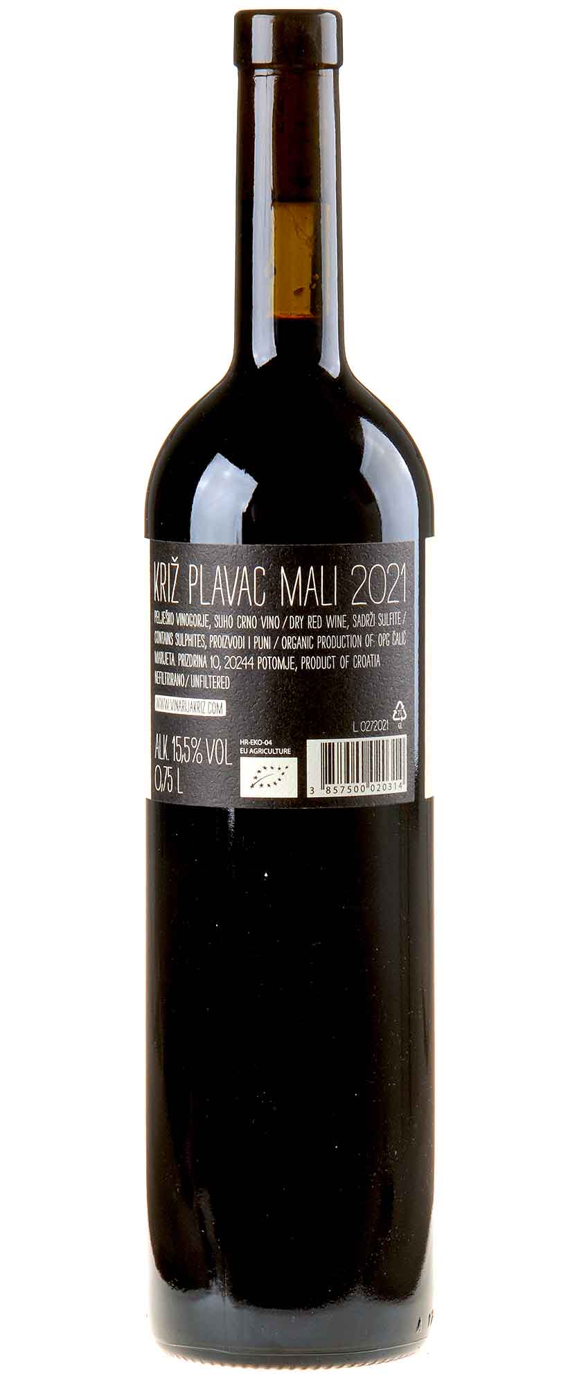 Vinaria Križ Plavac Mali Bio 2021 Rücketikett