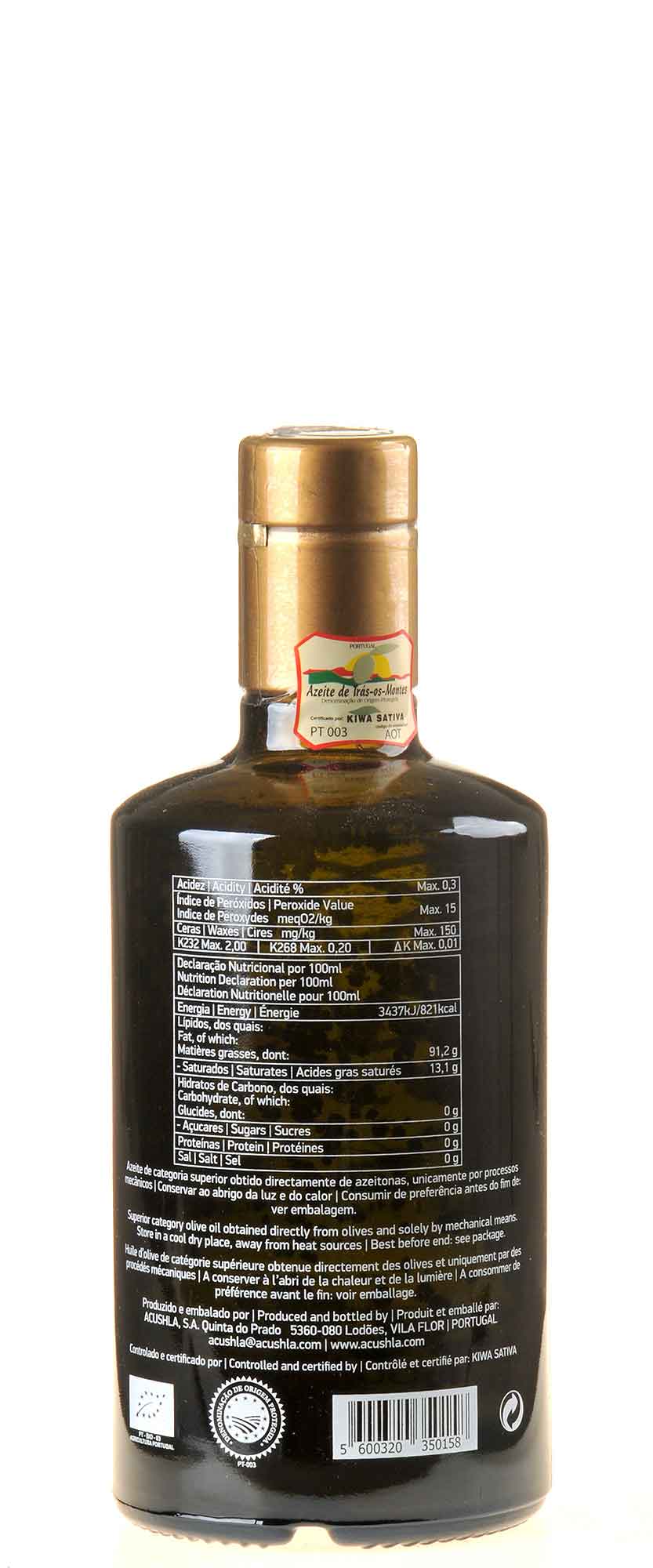 Acushla Gold Edition Olivenöl Extra Vergine Bio 2023 500ml Rücketikett