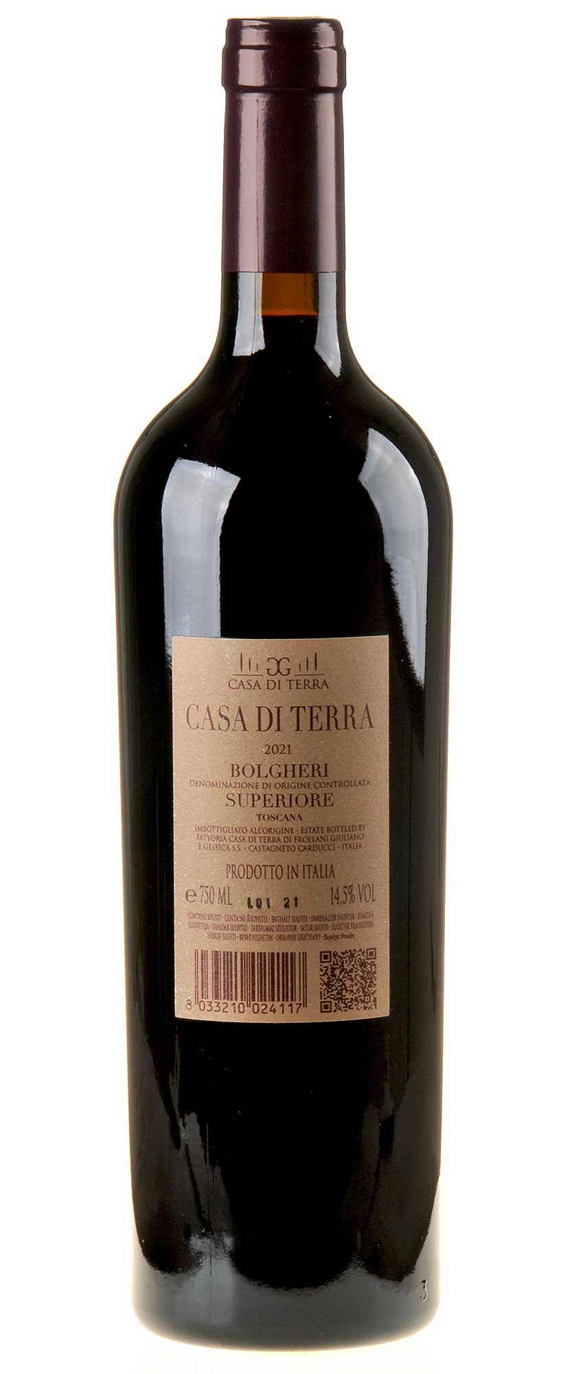 Fattoria Casa di Terra Casa di Terra Bolgheri Superiore 2021 Rücketikett