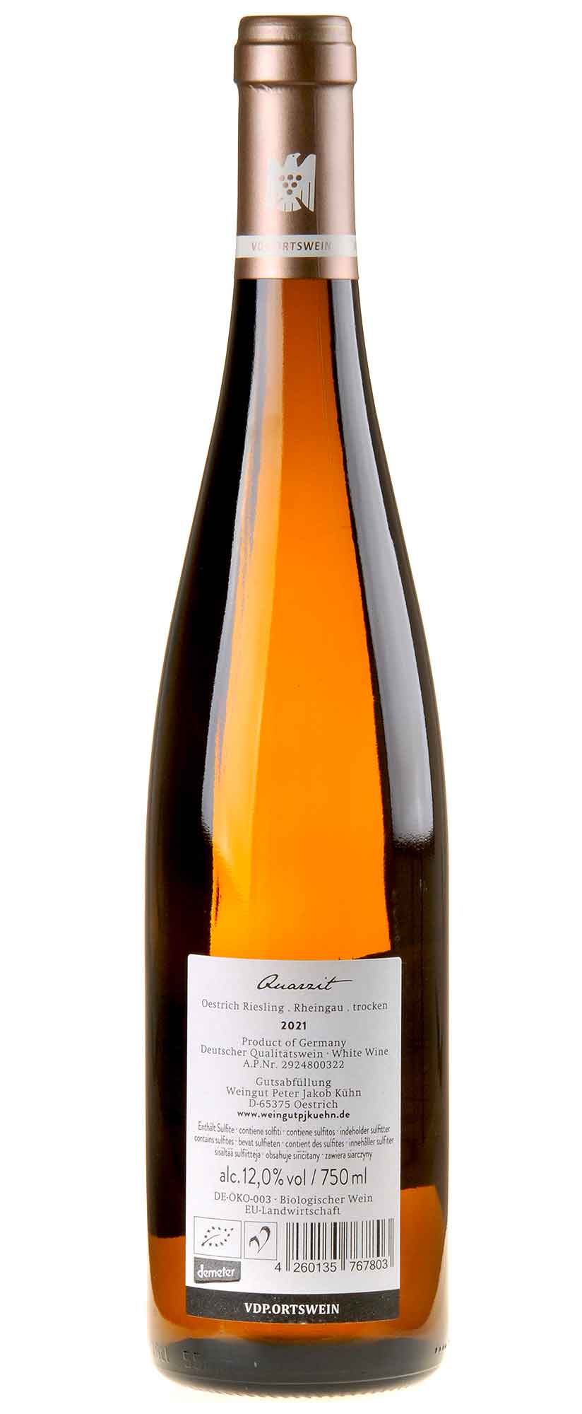Weingut P.J.Kühn Riesling Quarzit Bio 2021 Rücketikett