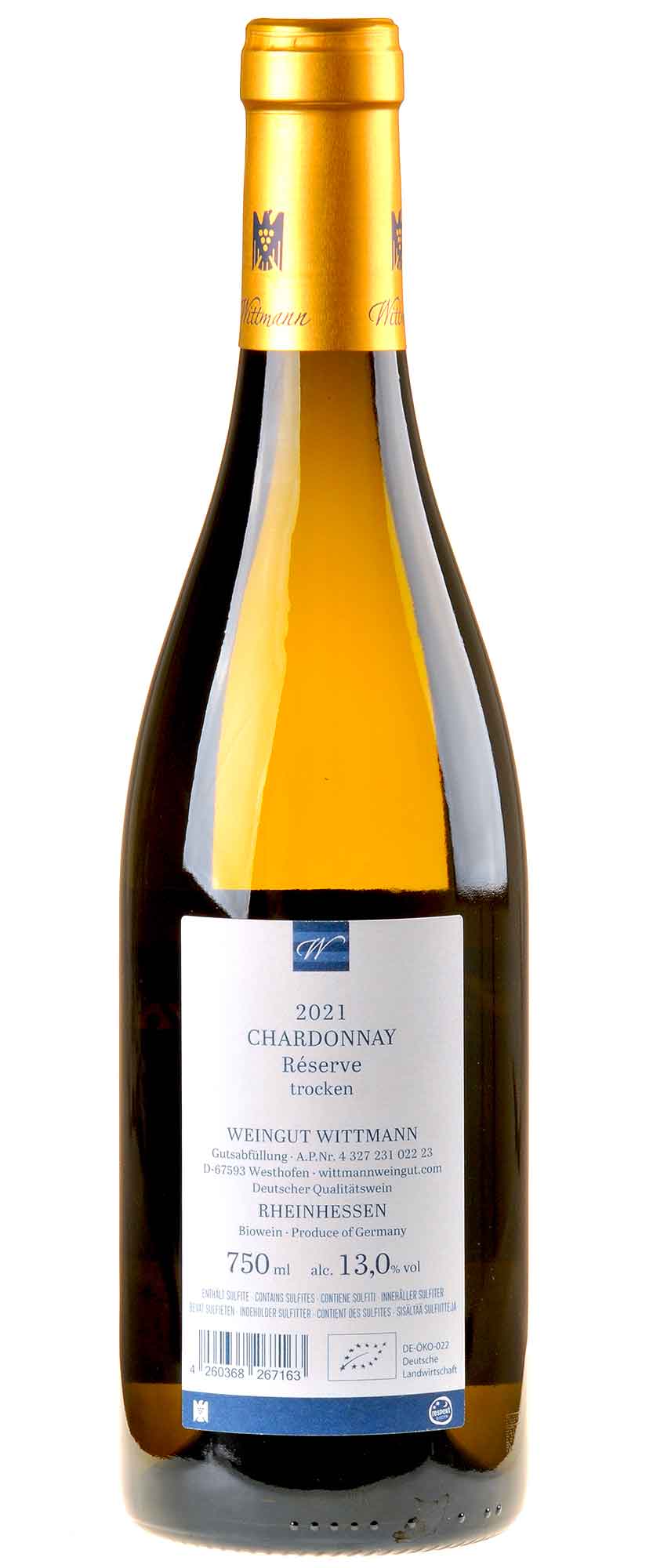 Weingut Wittmann Chardonnay Reserve Bio 2021 Rücketikett