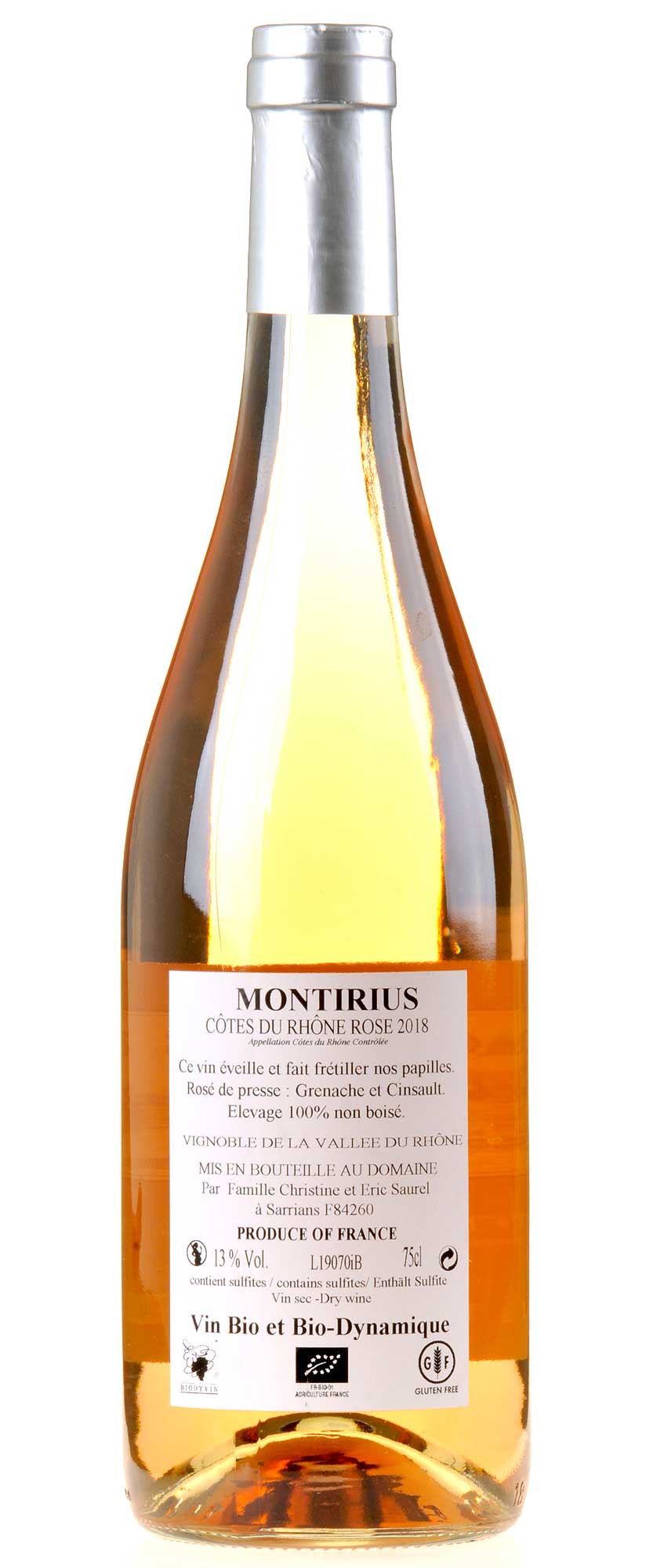 Montirius La Muse Papilles Rosé 2018 Bio Rücketikette