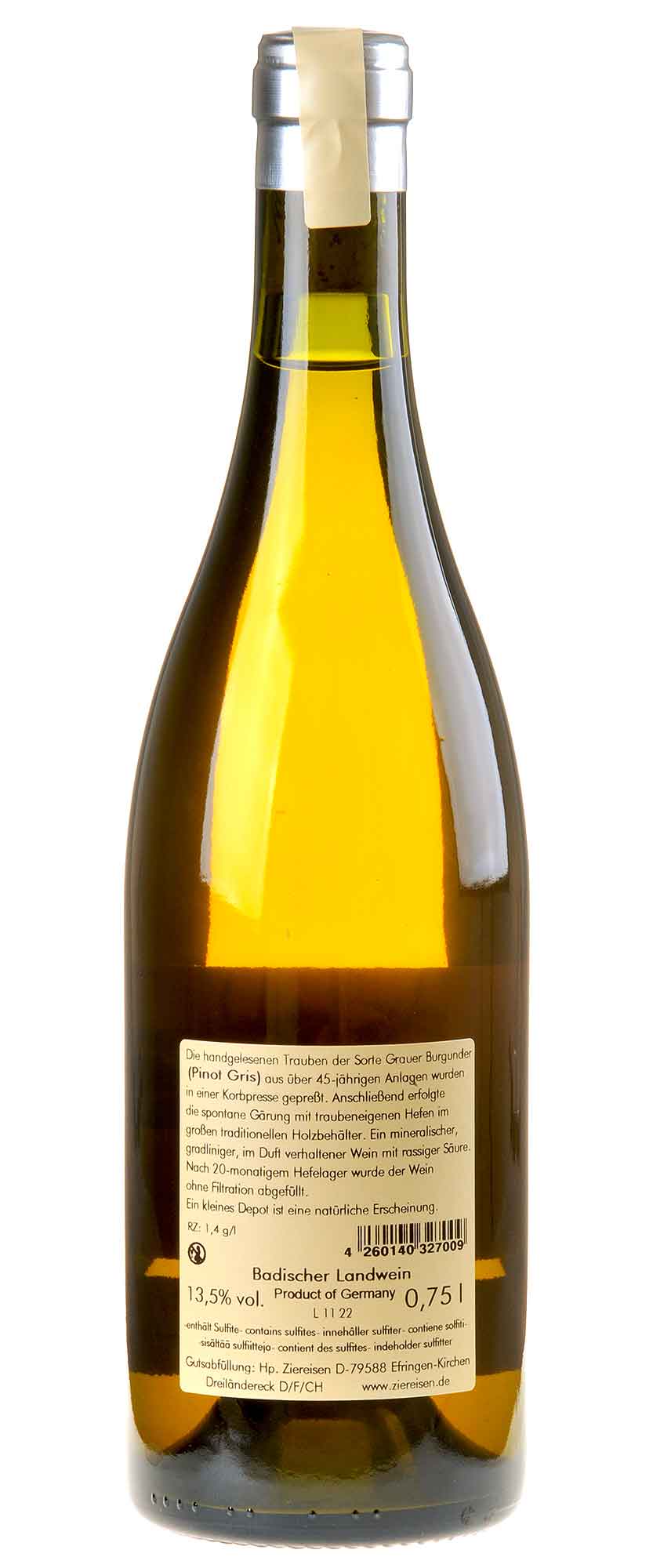 Weingut Ziereisen Musbrugger Grauer Burgunder 2020 Rücketikett