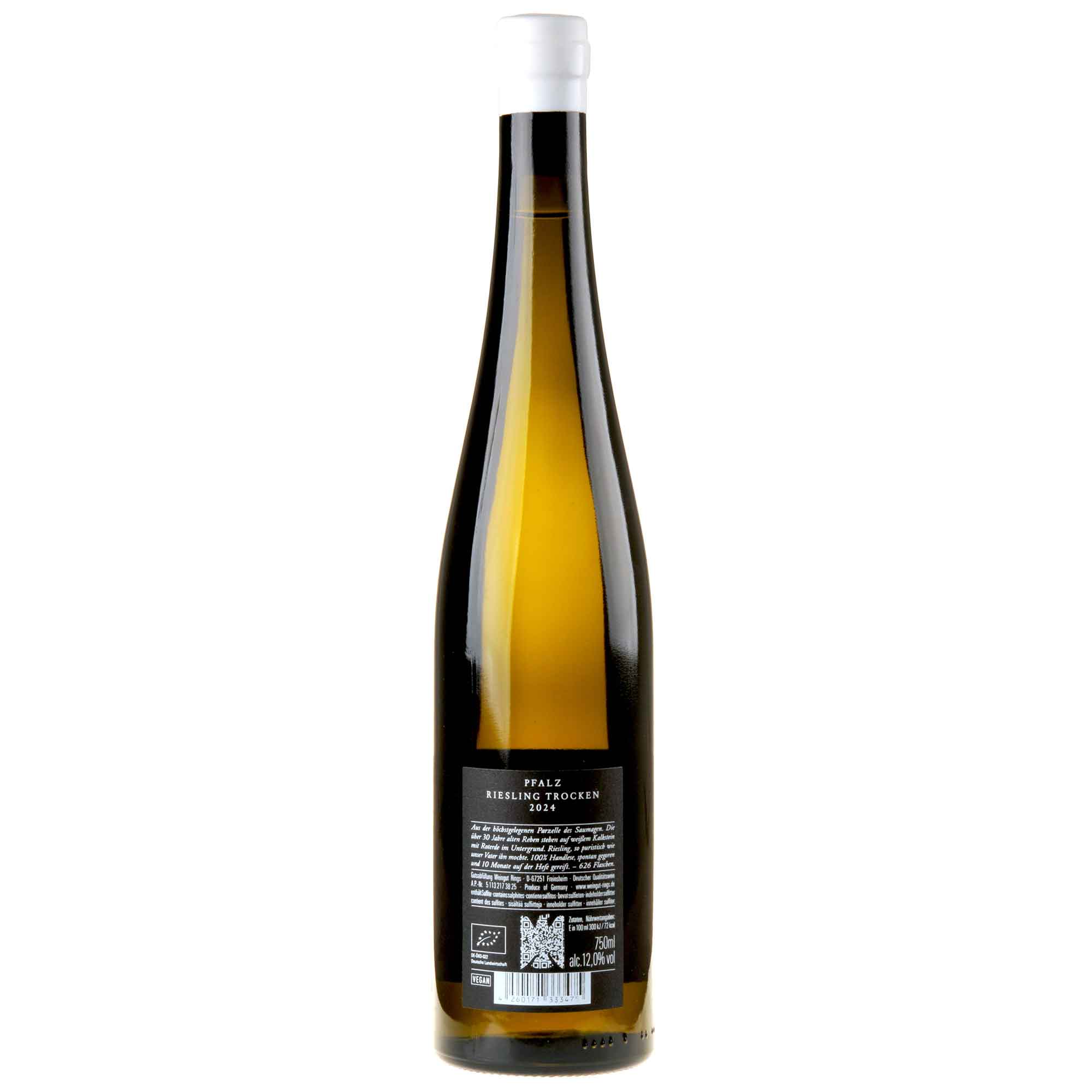 Weingut Rings Riesling KREID Bio 2024 Rücketikett