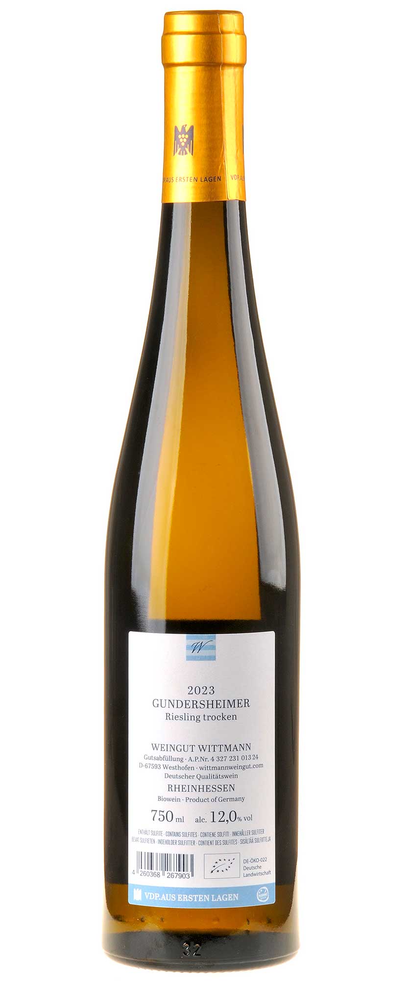 Weingut Wittmann Riesling Gundersheimer Aus Ersten Lagen 2023 Rücketikett