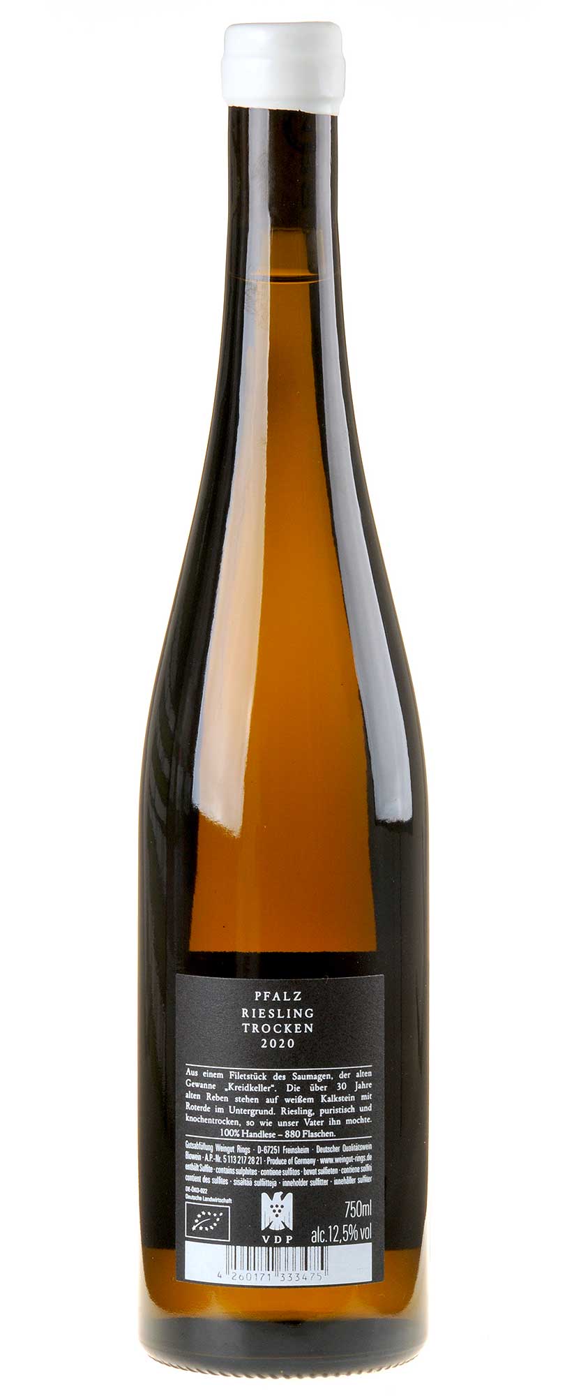 Weingut Rings Riesling KREID Bio 2020 Rücketikett