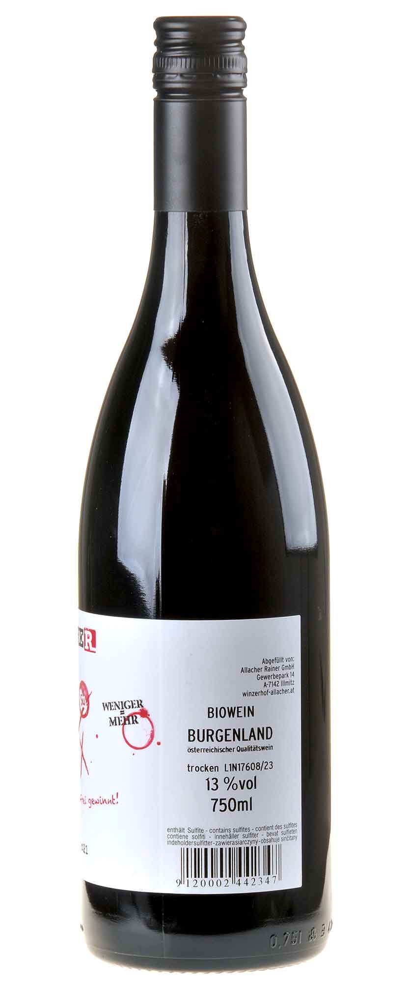 Winzerhof Allacher Heideboden Rot trocken Bio 2021 Rücketikett