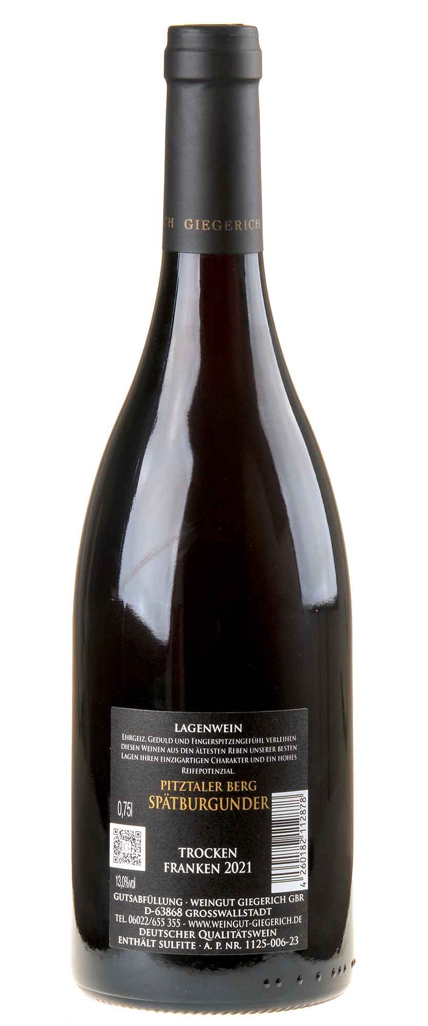 Weingut Giegerich Spätburgunder Pitztaler Berg 2021 Rücketikett