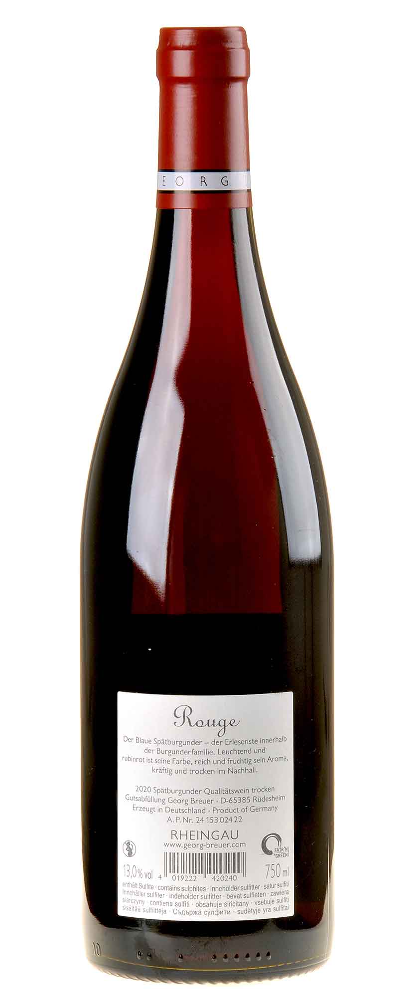 Weingut Georg Breuer Spätburgunder GB Rouge 2020 Rücketikett