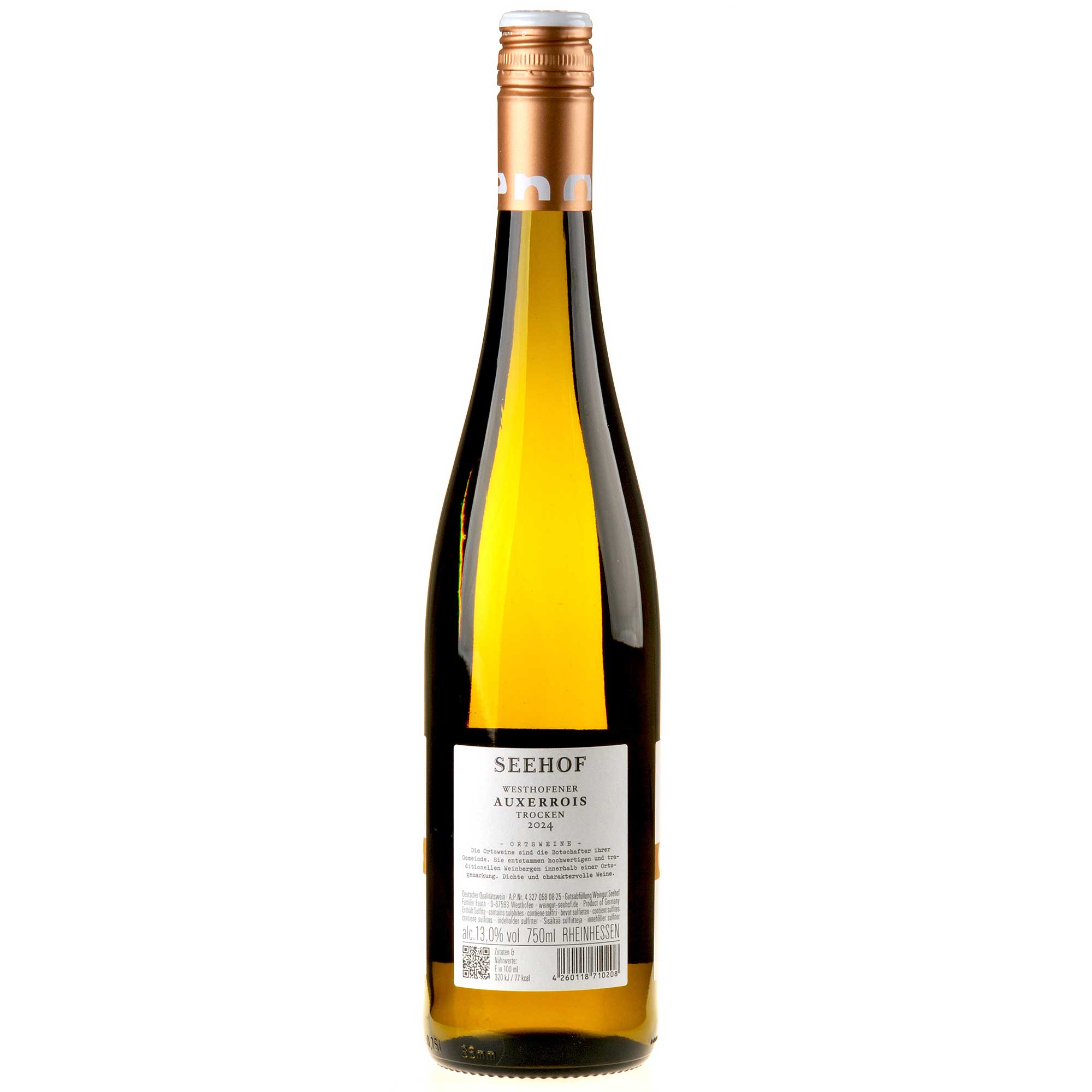 Bild Weingut Seehof Auxerrois vom Kalkstein 2024 Ruecketikett