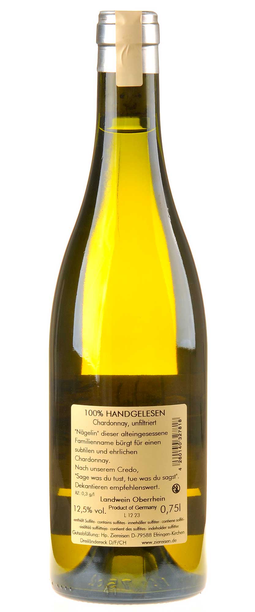 Weingut Ziereisen Jaspis Nägelin Chardonnay 2021 Rücketikett