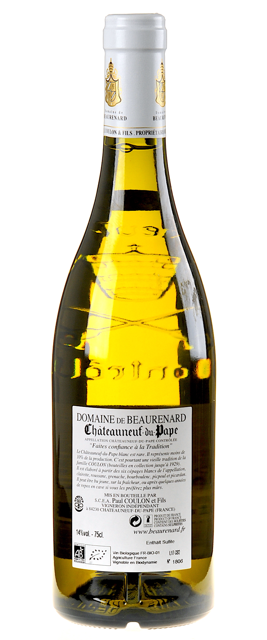 Domaine de Beaurenard Châteauneuf-du-Pape Blanc 2016 Rücketikette