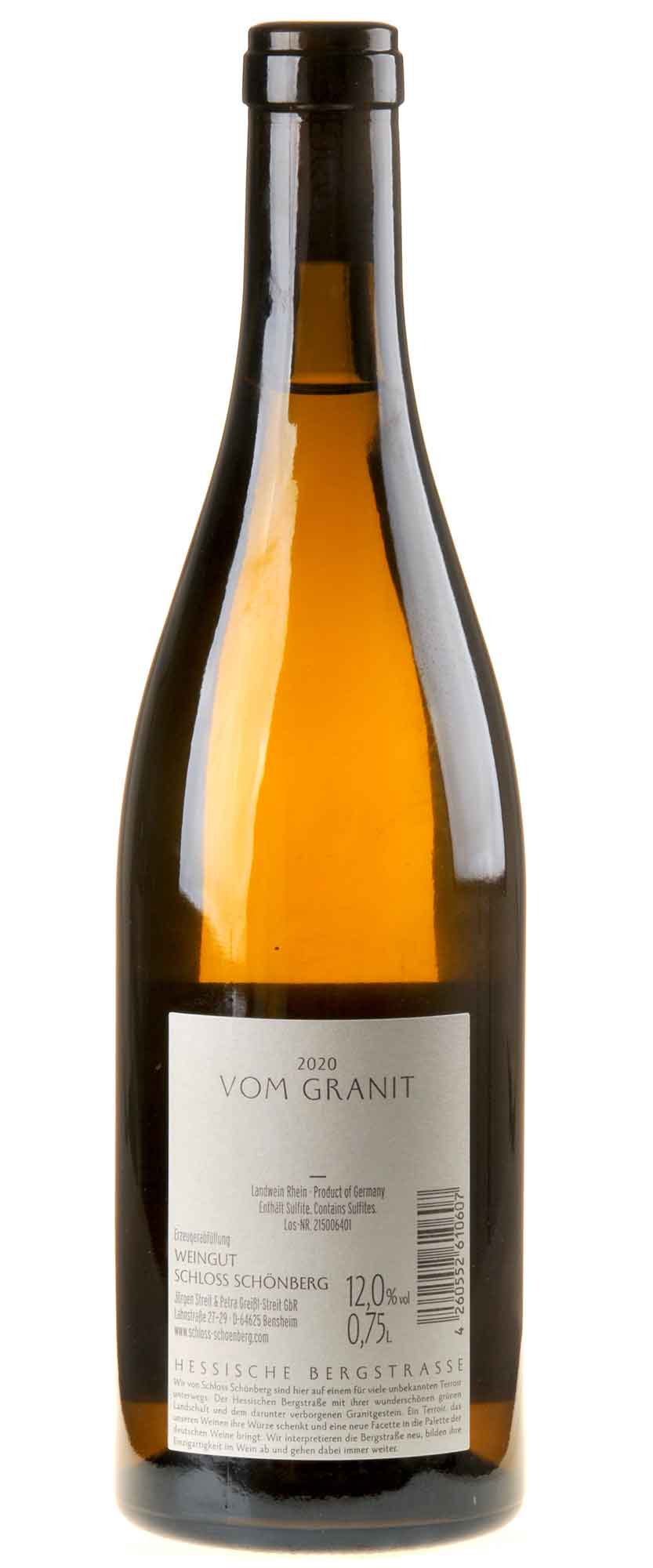 Weingut Schloss Schönberg Weißweincuvée Vom Granit 2020 Rücketikett