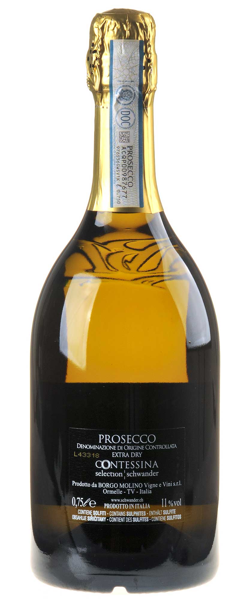 Borgo Molino Prosecco Contessina Extra Dry Rücketikett