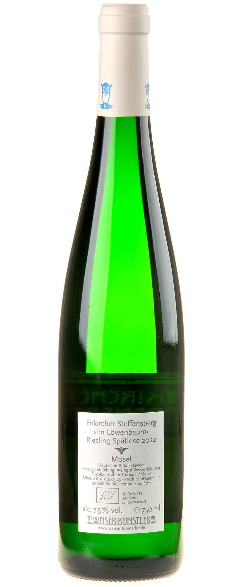 Weiser-Künstler Riesling Steffensberg Löwenbaum Spätlese Bio 2022 Rücketikett