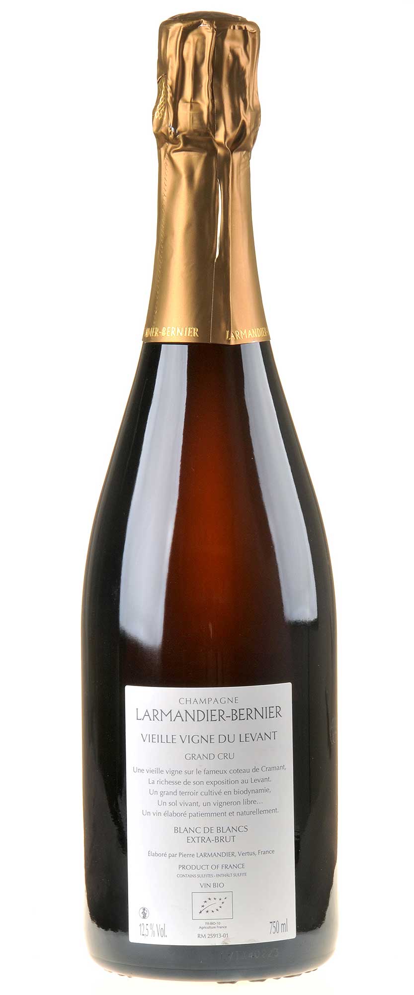 Larmandier-Bernier Vieille Vigne du Levant Champagne Grand Cru Blanc de Blancs Extra Brut Bio 2014 Rücketikett