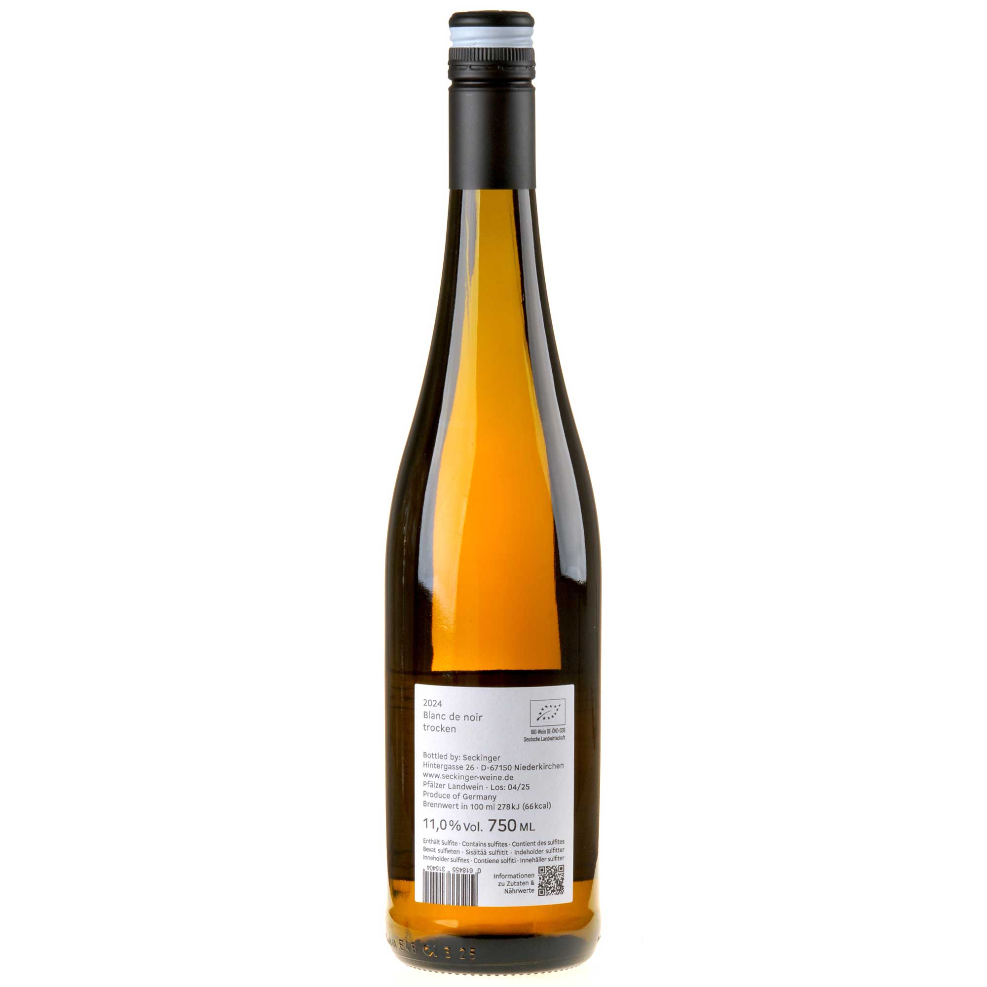 Seckinger Blanc de Noir Bio 2024 Ruecketikett
