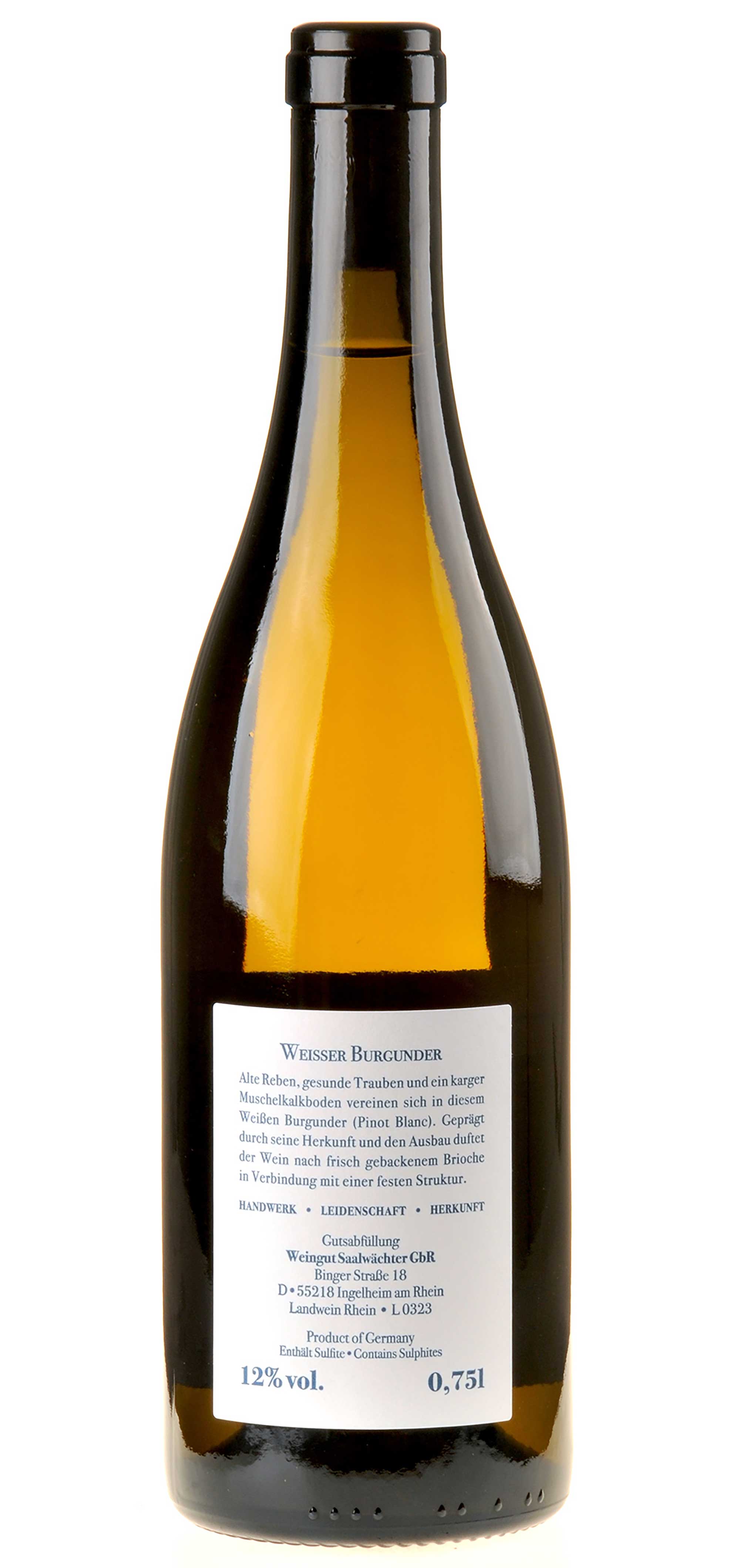 Carsten Saalwächter Weißer Burgunder 2023 Rücketikett