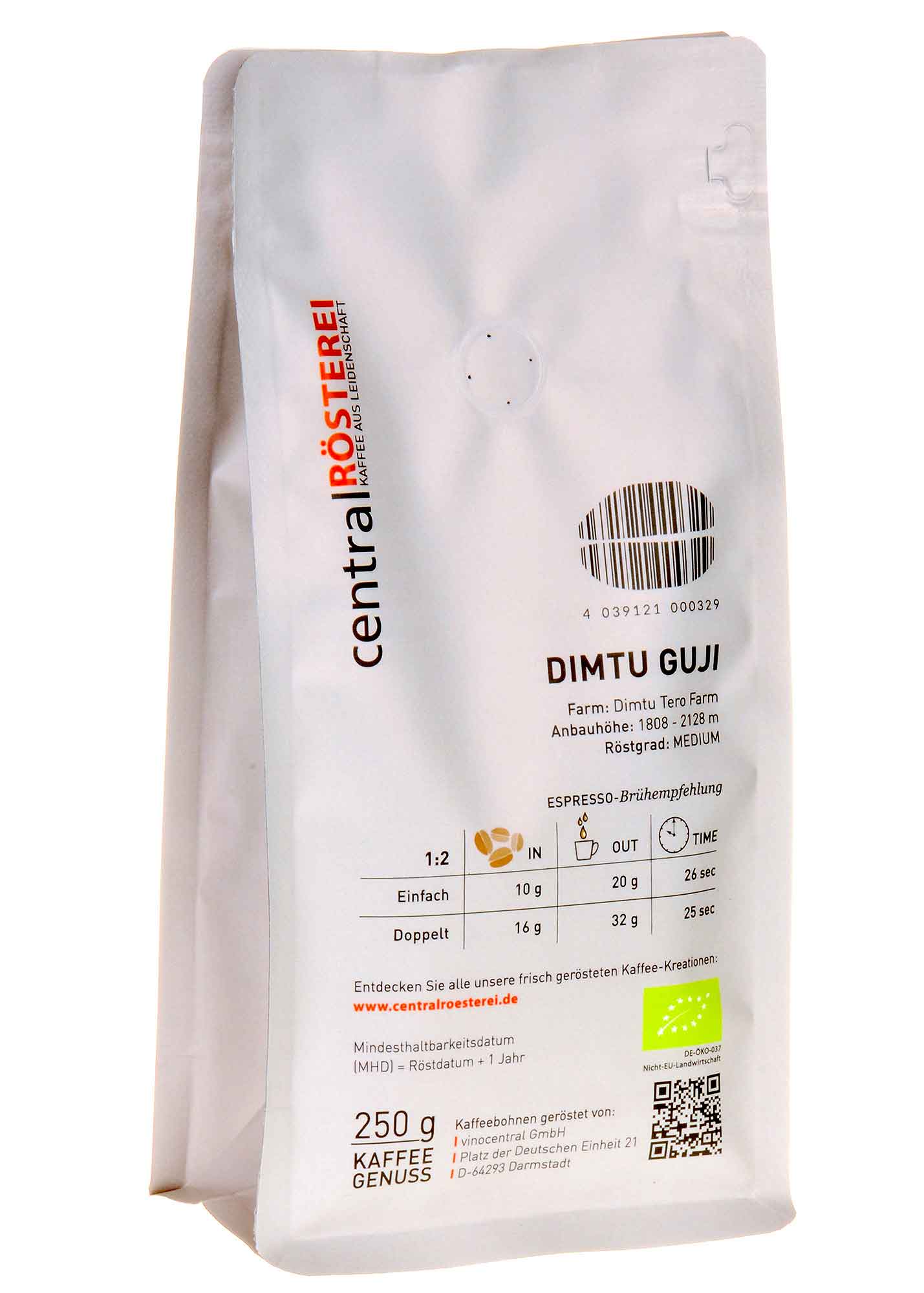 Bild CentralRösterei Dimtu Guji Äthiopien 250g Rücketikett