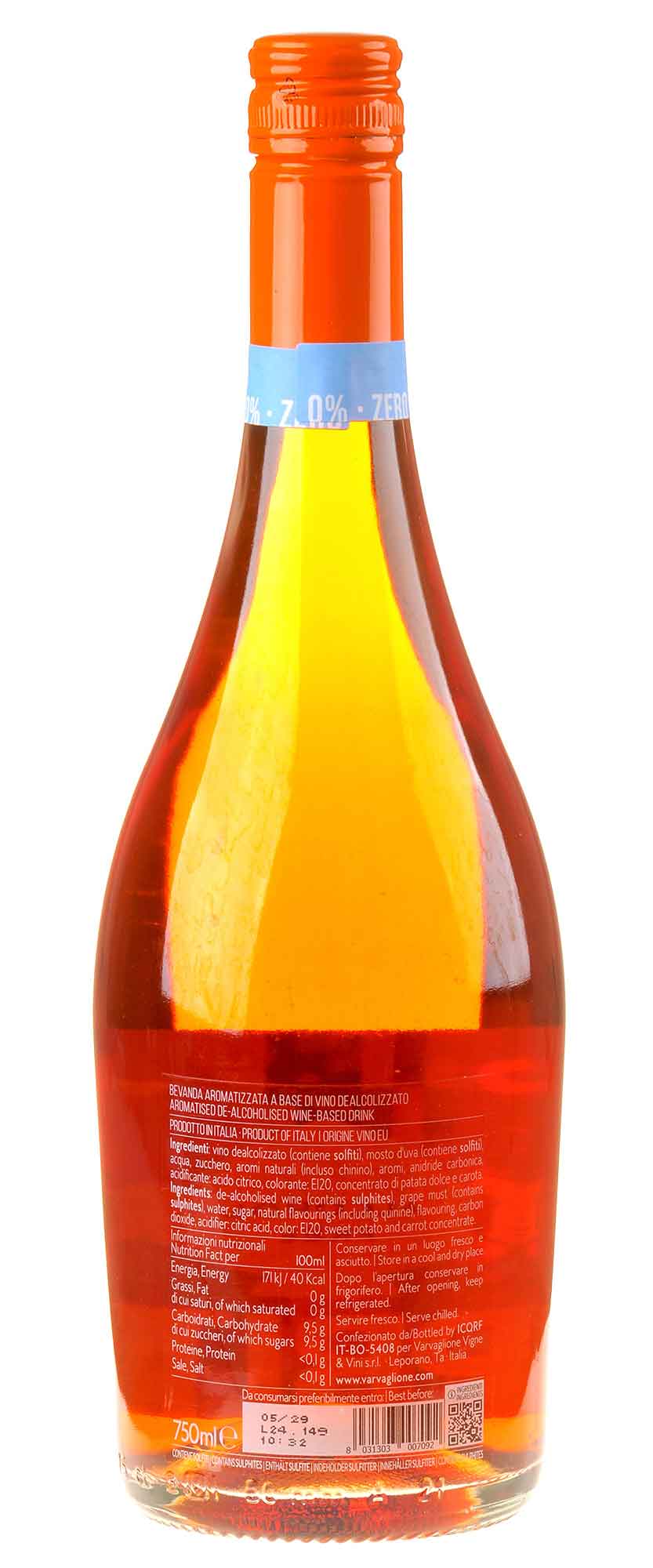 Bild Varvaglione Spritz alcohol free Sparkling 0% Rücketikett
