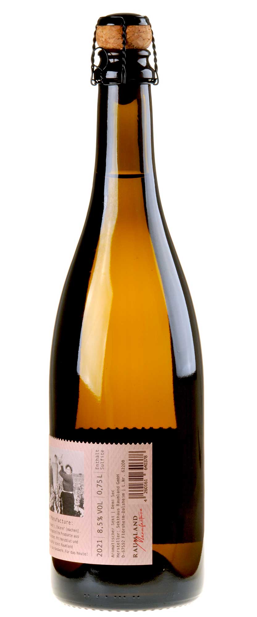 Sekthaus Raumland Ancestrale Fleur Demi sec 2021 Rücketikett