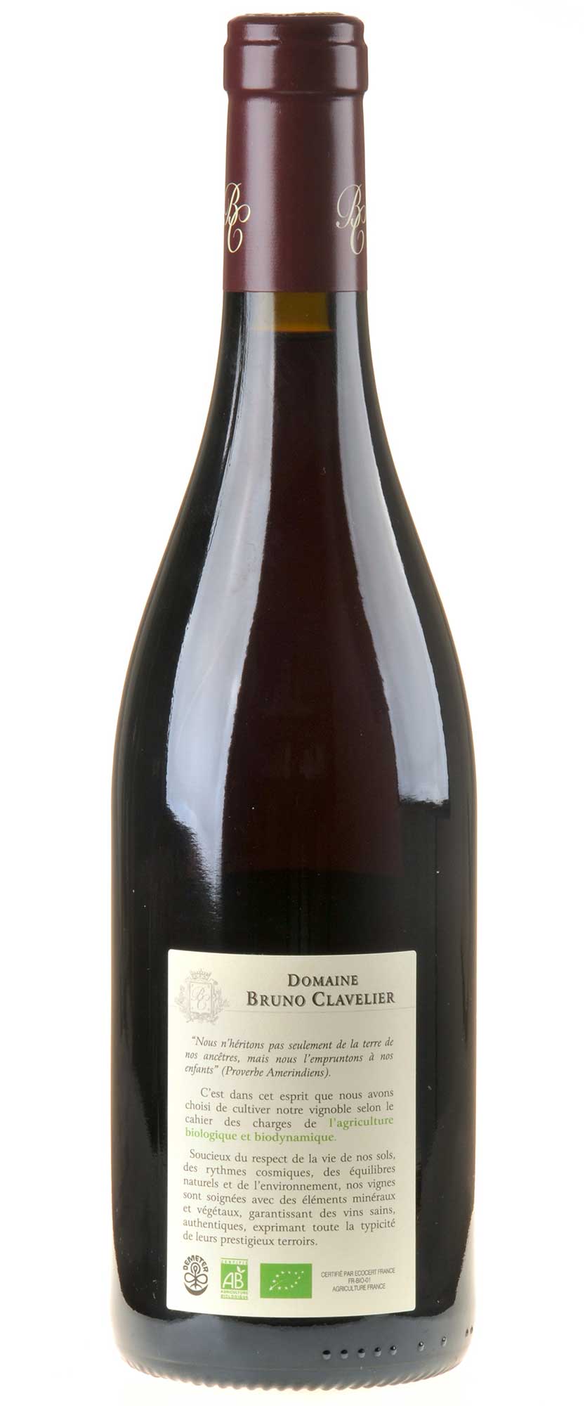 Bruno Clavelier Gevrey-Chambertin 1er Cru Les Corbeaux Bio 2021 Rücketikett