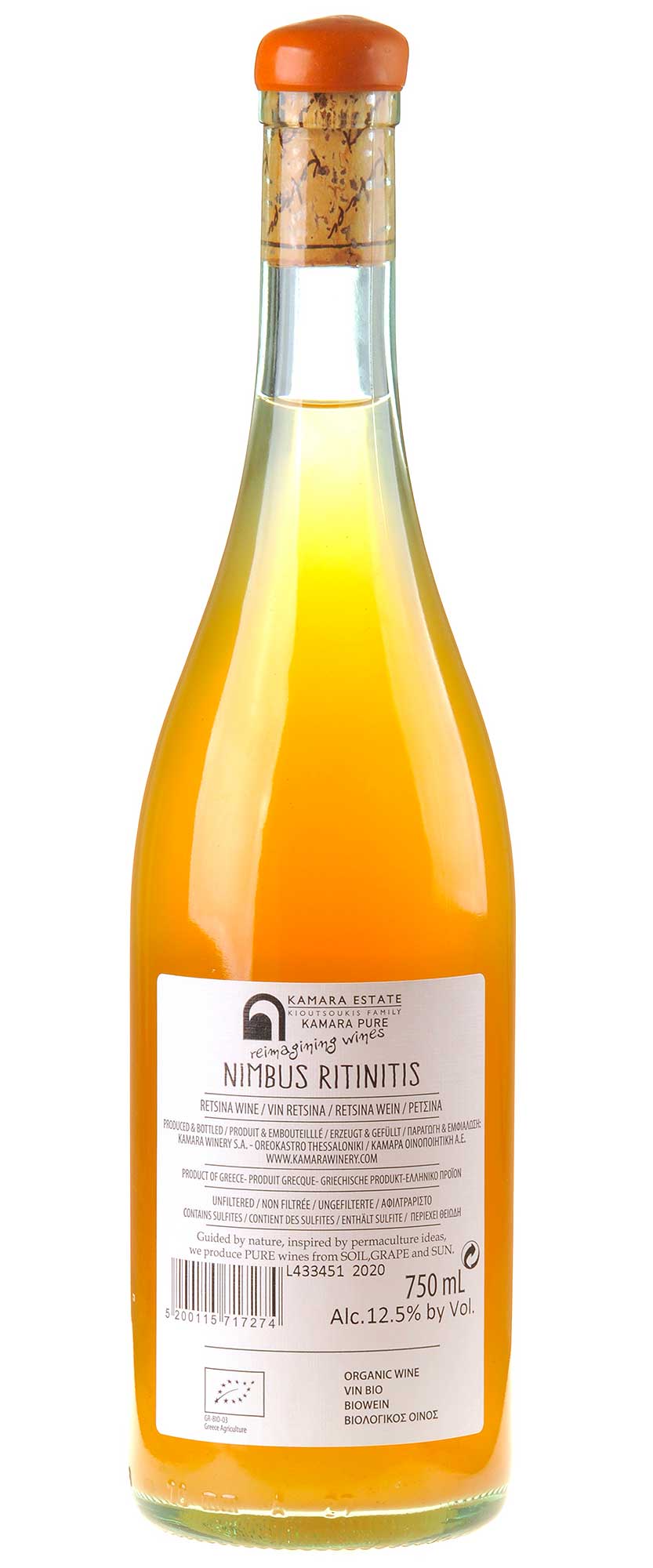 Kamara Winery Pure Nimbus Ritinitis Bio 2020 Rücketikett