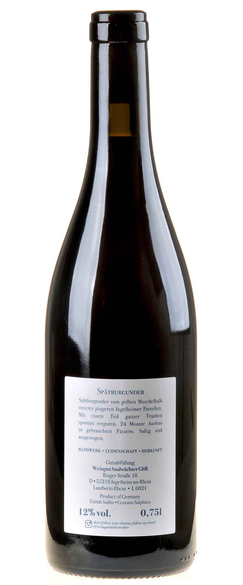 Carsten Saalwächter Spätburgunder 2021 Rücketikett