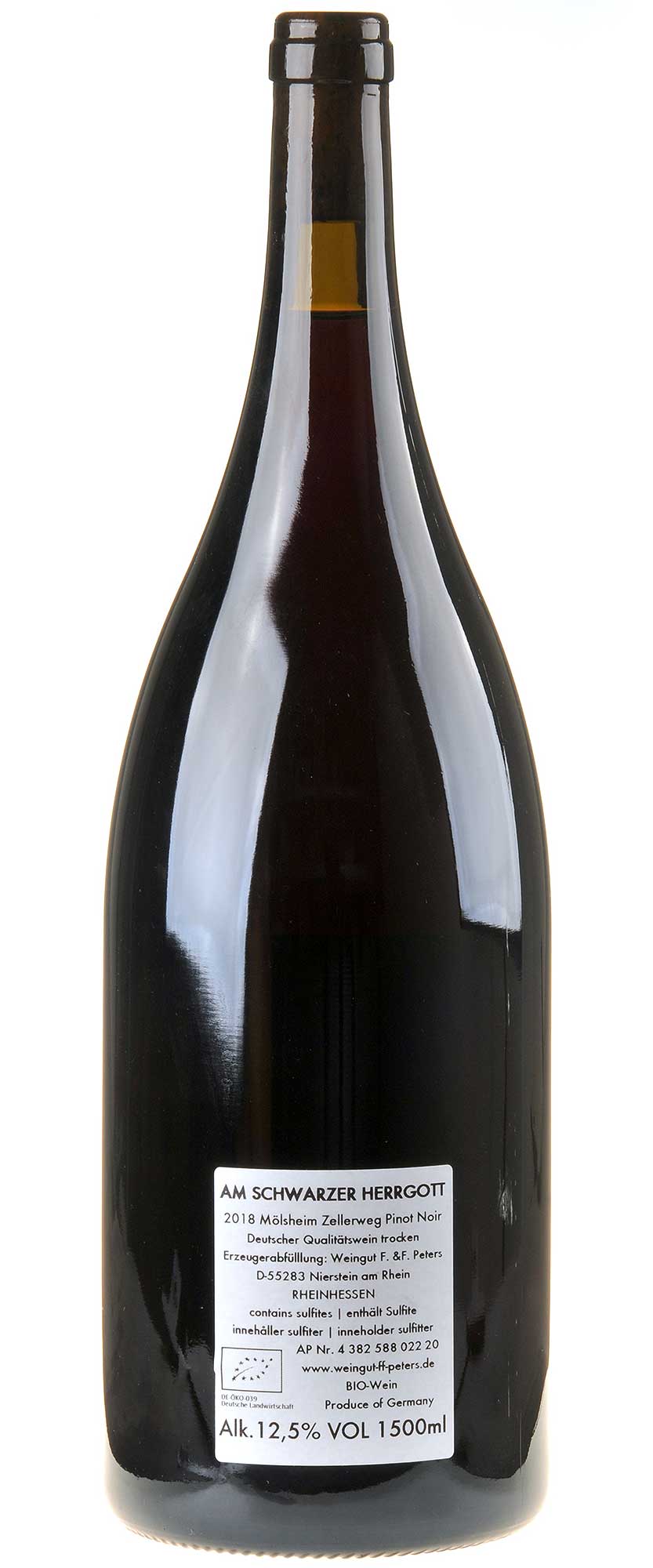 Felix Peters Pinot Noir Schwarzer Herrgott Bio 2018 Magnum Rücketikett