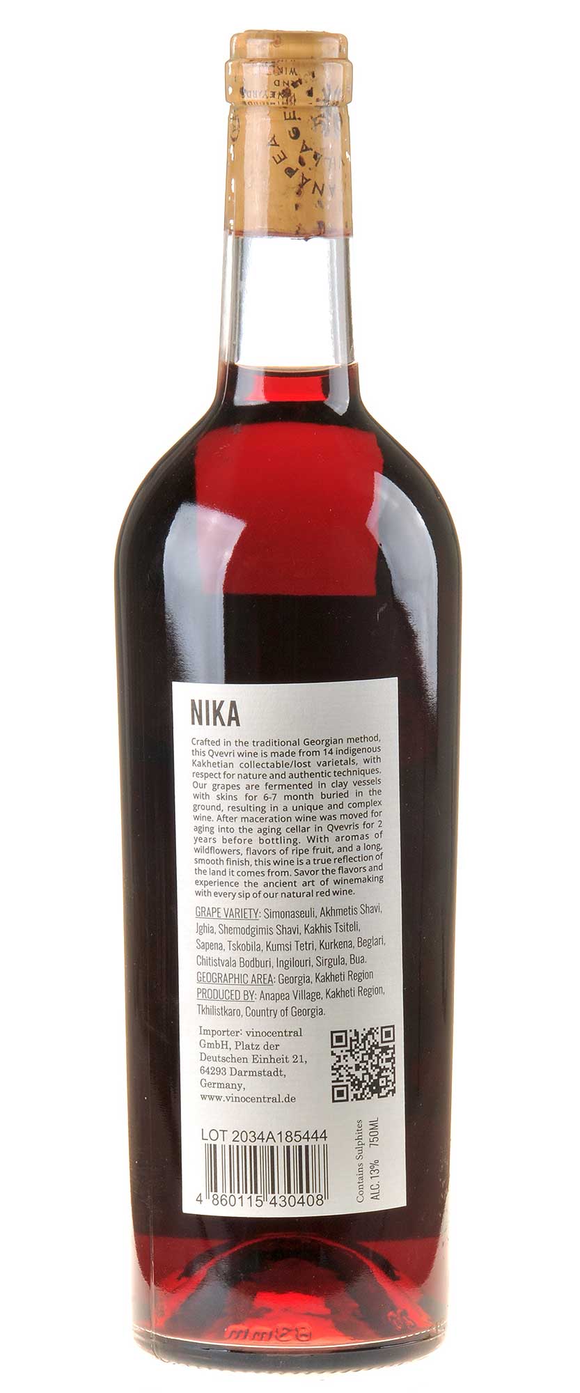Anapea Village Nika Qvevri Red Dry 2022 Rücketikett