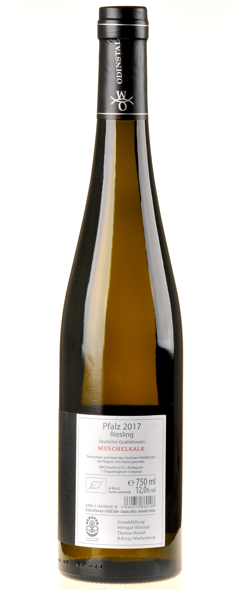 Weingut Odinstal Riesling Muschelkalk Bio 2017 Rücketikette