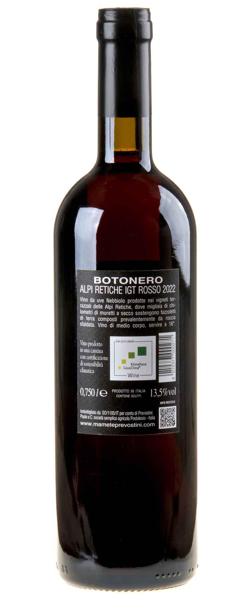 Mamete Prevostini Botonero Rosso 2022 Rücketikett