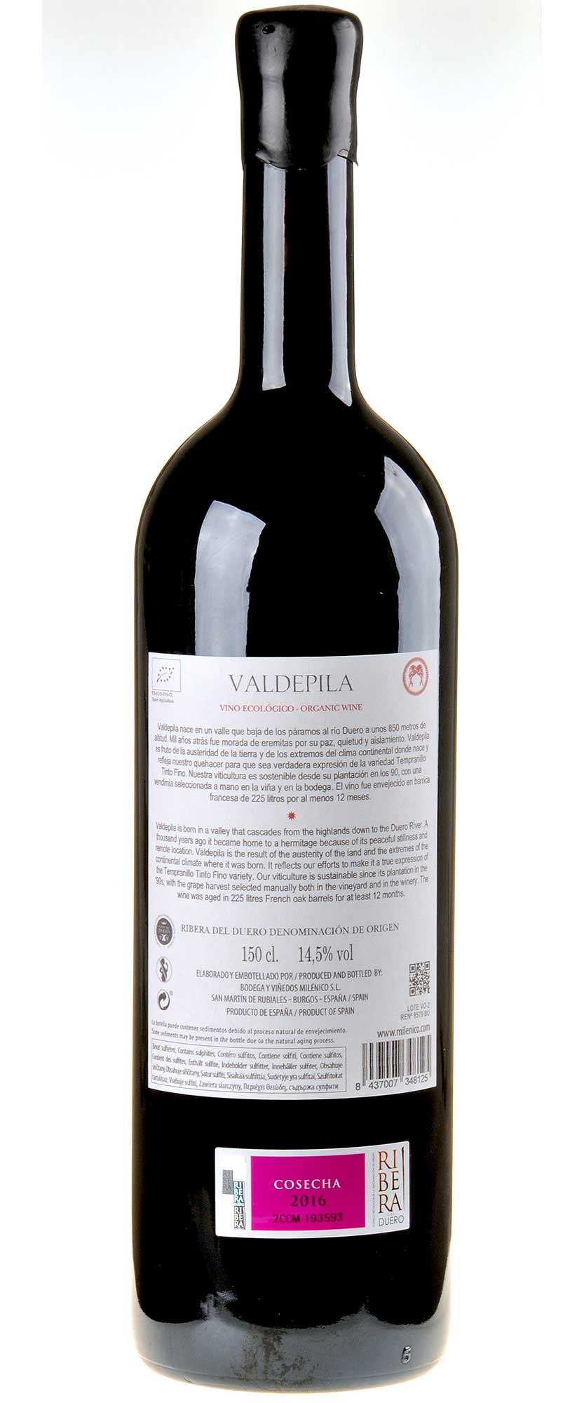 Milénico Valdepila Ribera del Duero 2016 Magnum Rücketikett