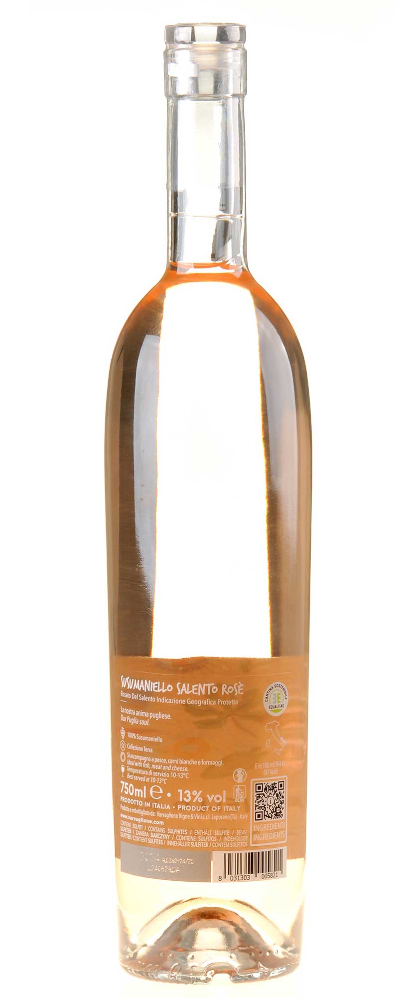 Varvaglione Susumaniello Salento Rosato 2024 Rücketikett