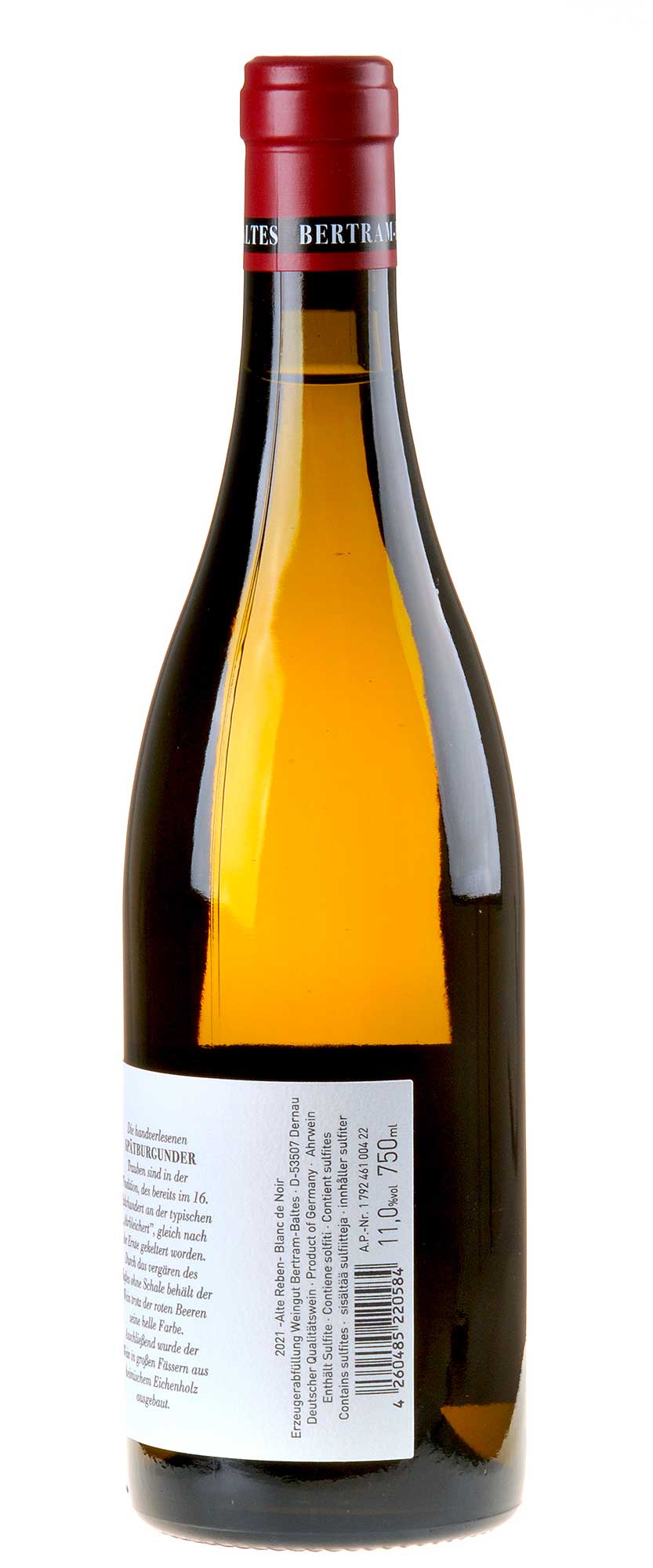 Bertram - Baltes Alte Reben Blanc de Noir 2021 Rücketikett